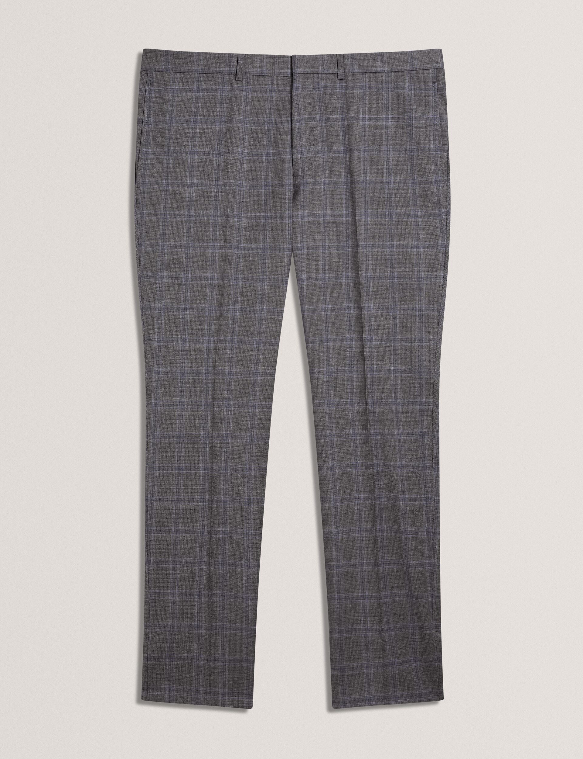 Ted Baker RONS - Windowpane Check Wool Suit Pants LIGHT GREY