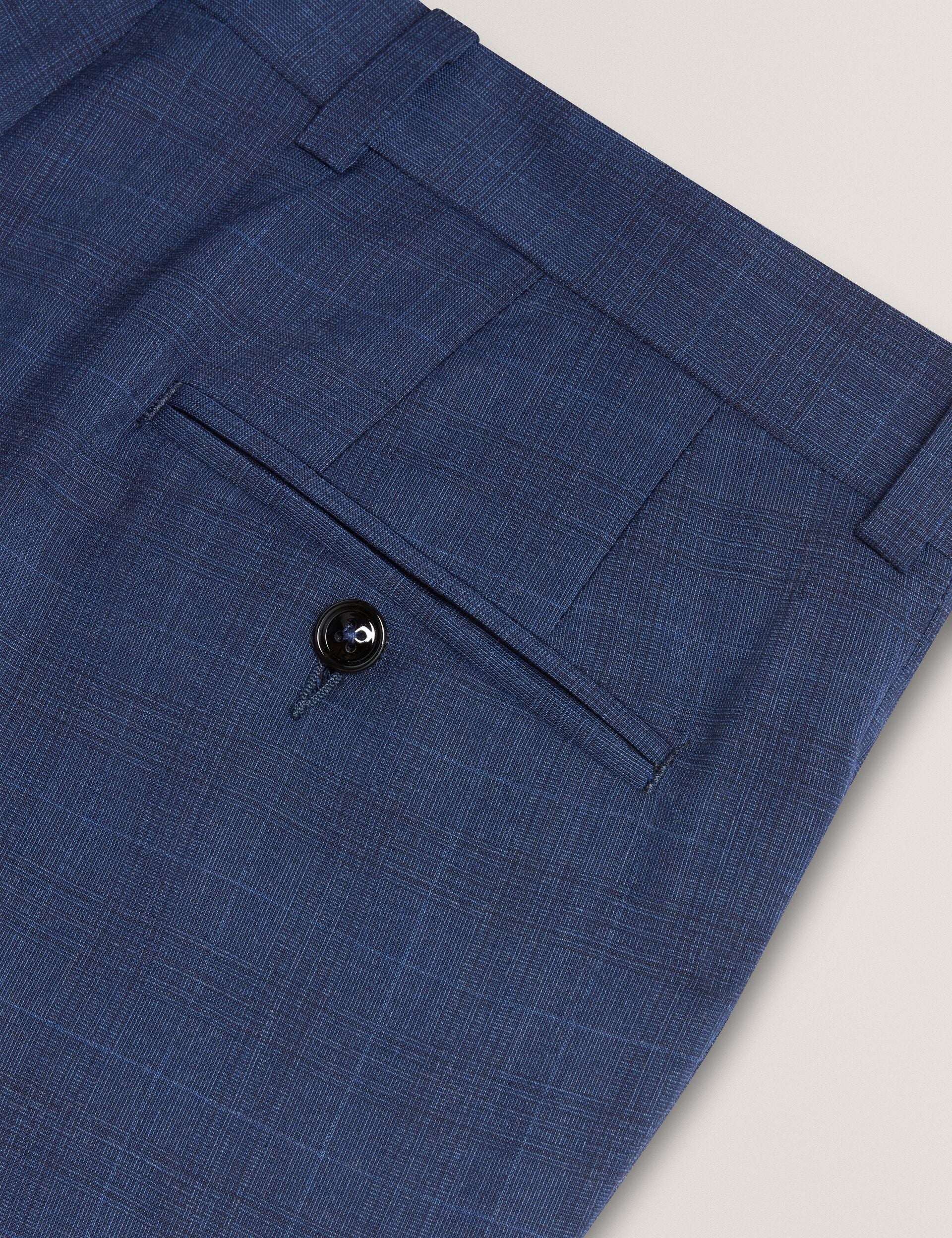 Ted Baker JAYALS - Slim Fit Navy Check Wool Suit Pants NAVY