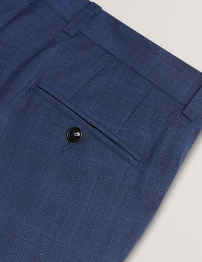Ted Baker JAYALS - Slim Fit Navy Check Wool Suit Pants NAVY