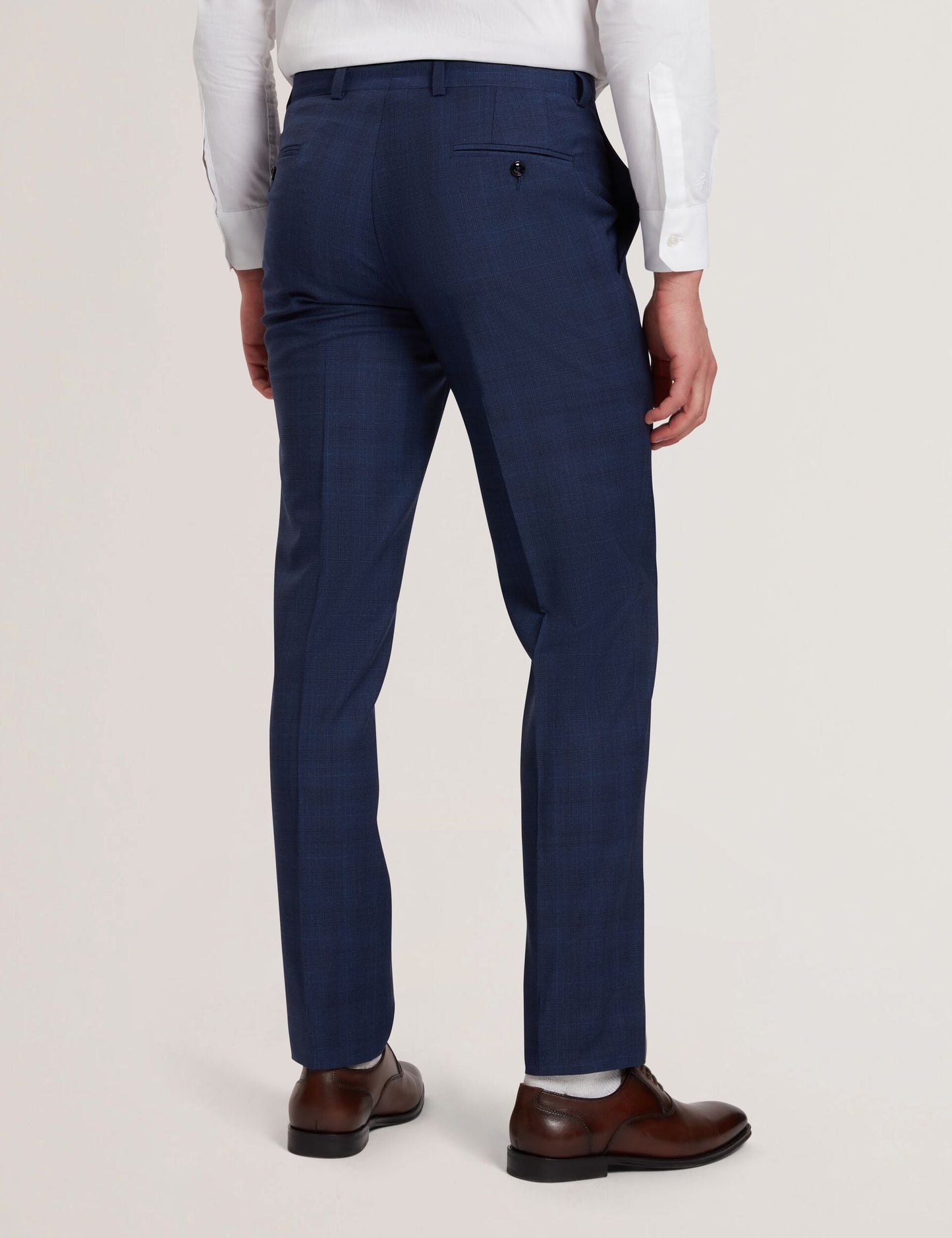 Ted Baker JAYALS - Slim Fit Navy Check Wool Suit Pants NAVY