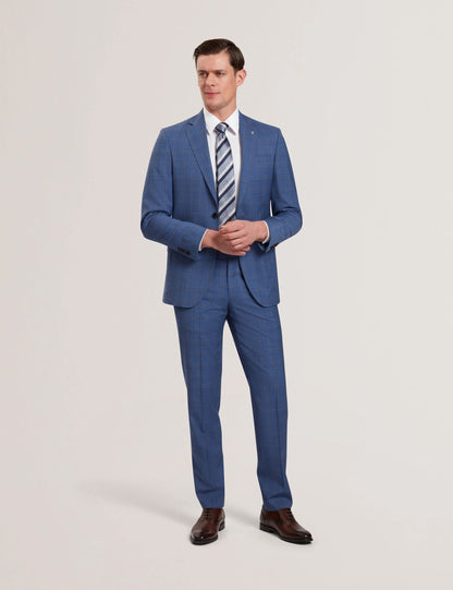 Ted Baker JAYADS - Slim Fit Blue Check Wool Suit Pants BLUE
