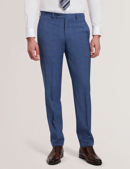 Ted Baker JAYADS - Slim Fit Blue Check Wool Suit Pants BLUE
