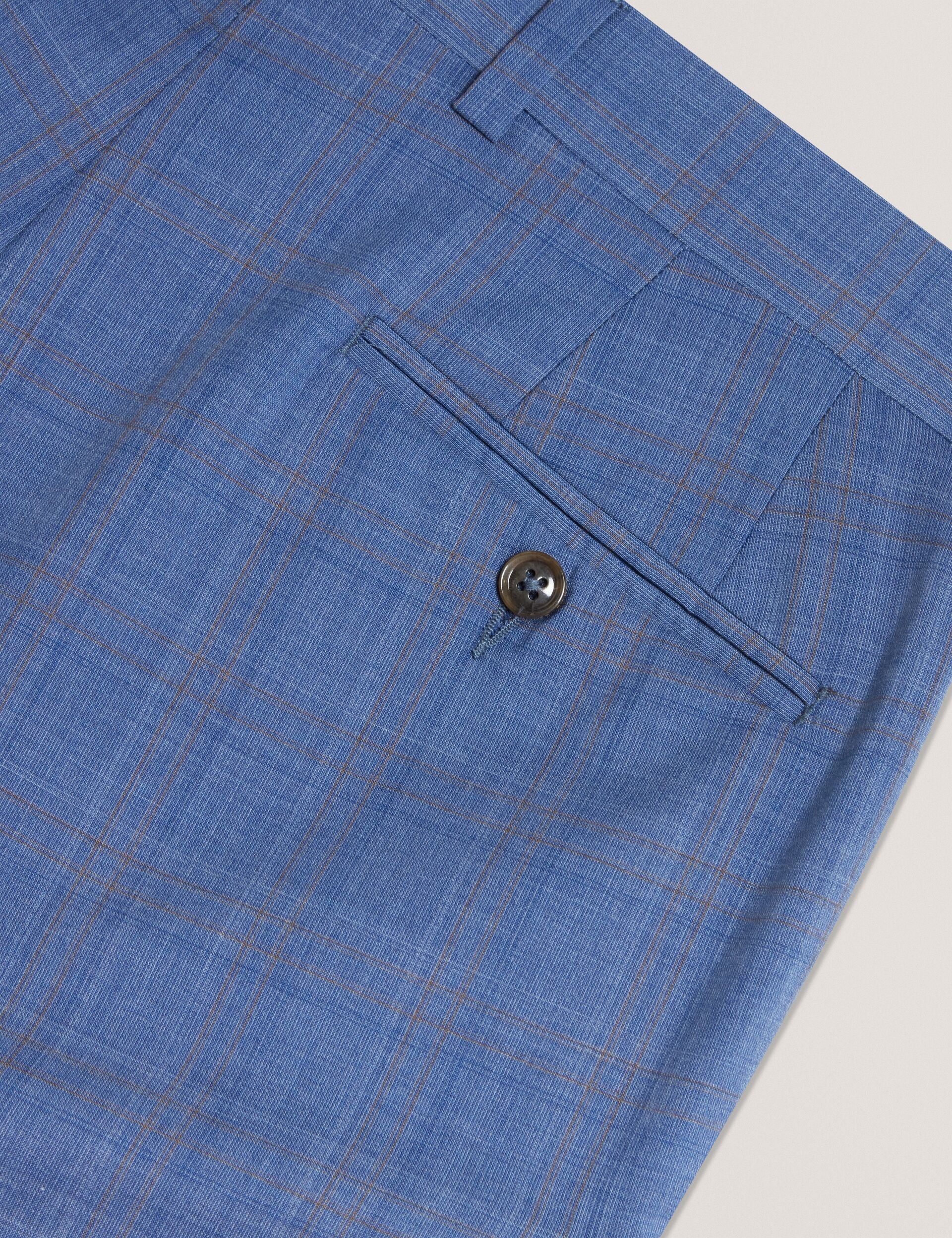 Ted Baker JAYADS - Slim Fit Blue Check Wool Suit Pants BLUE