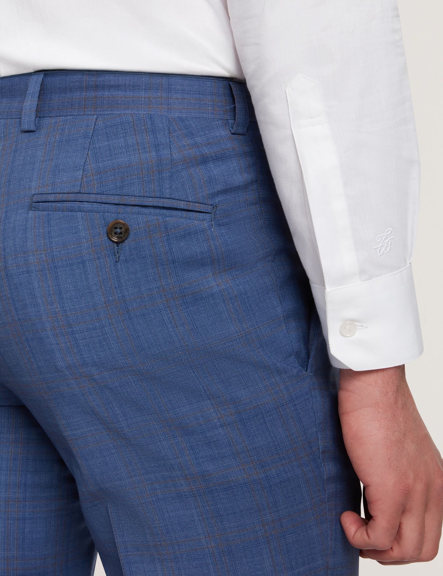 Ted Baker JAYADS - Slim Fit Blue Check Wool Suit Pants BLUE