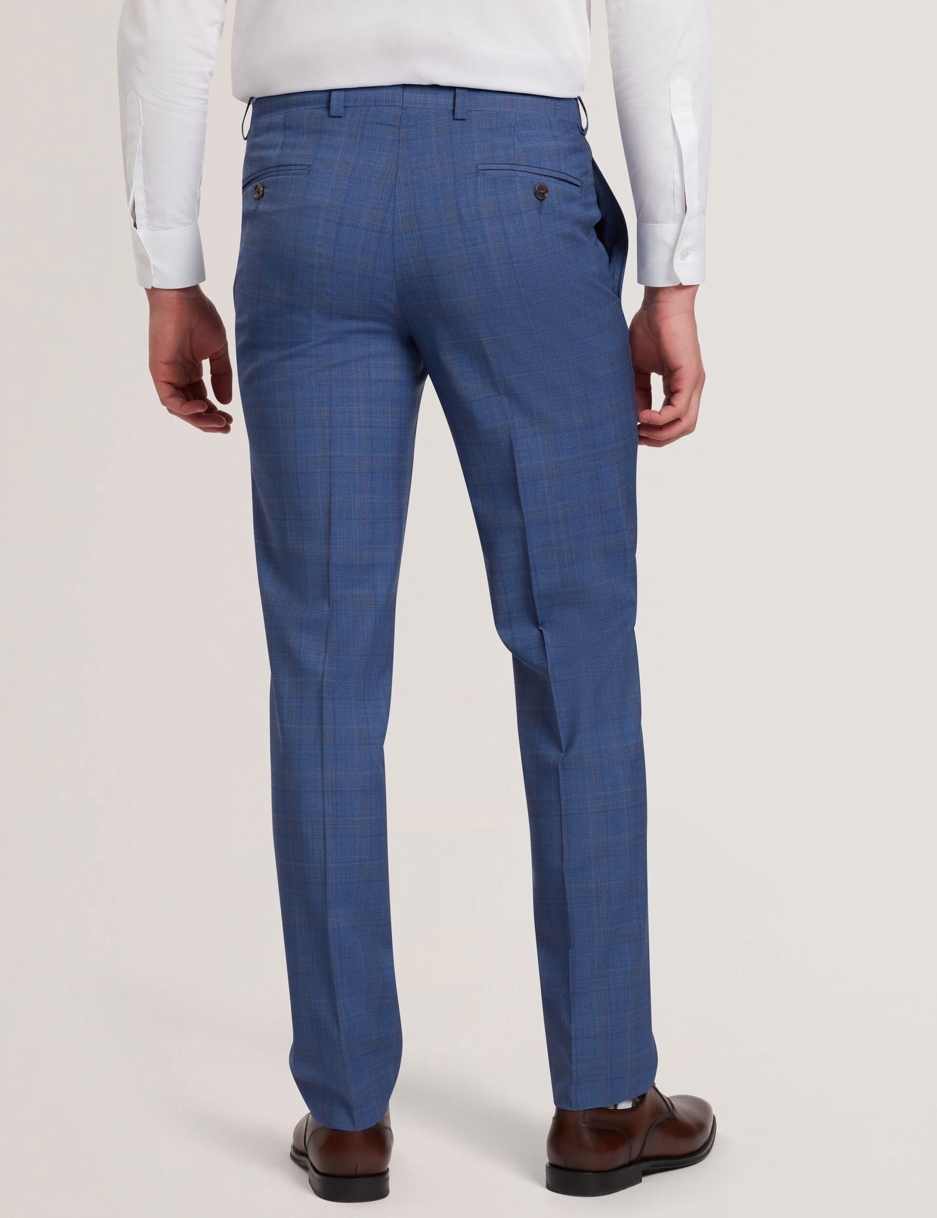 Ted Baker JAYADS - Slim Fit Blue Check Wool Suit Pants BLUE