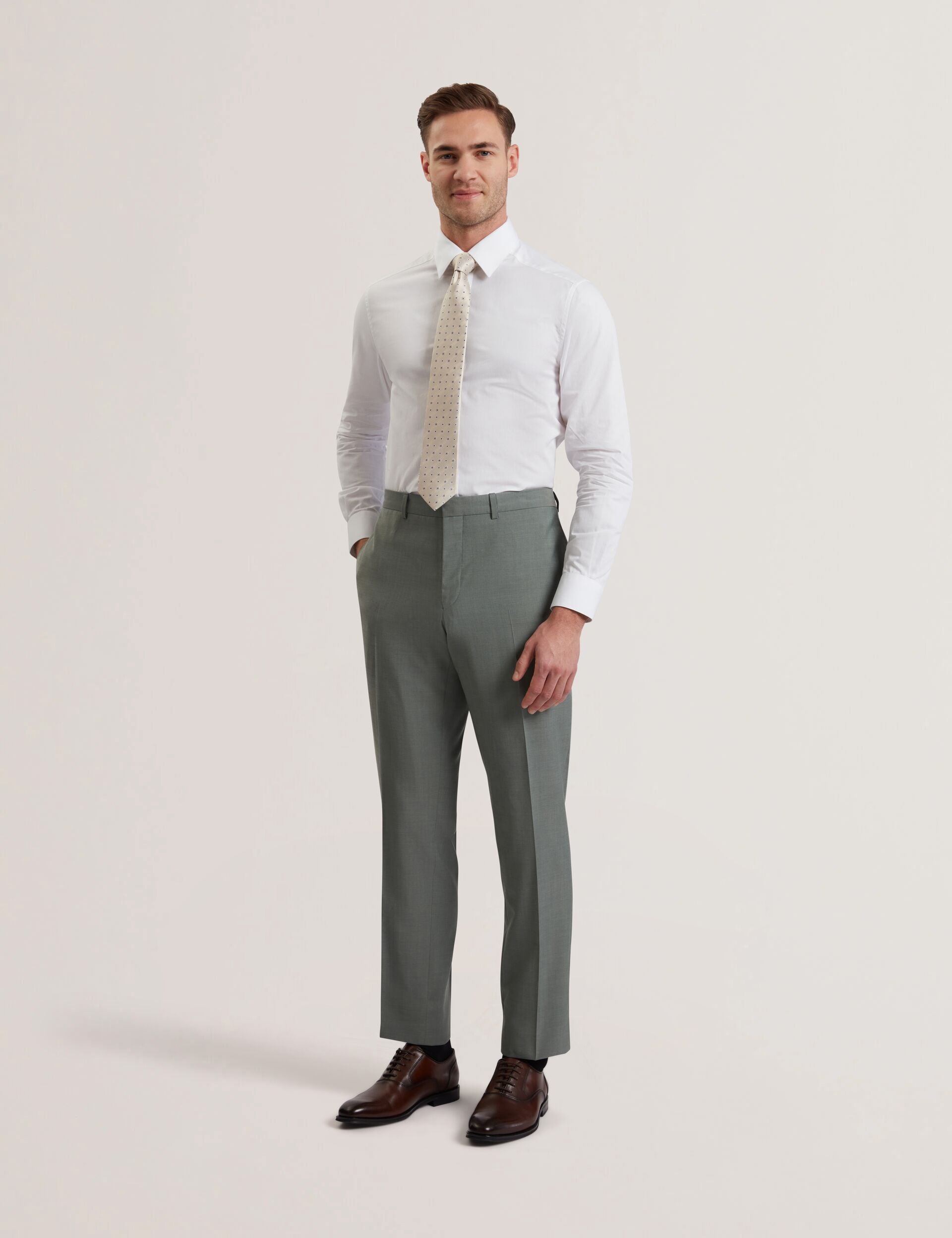 Ted Baker ROGERLYS - Slim Fit Sage Green Wool Suit Pants GREEN