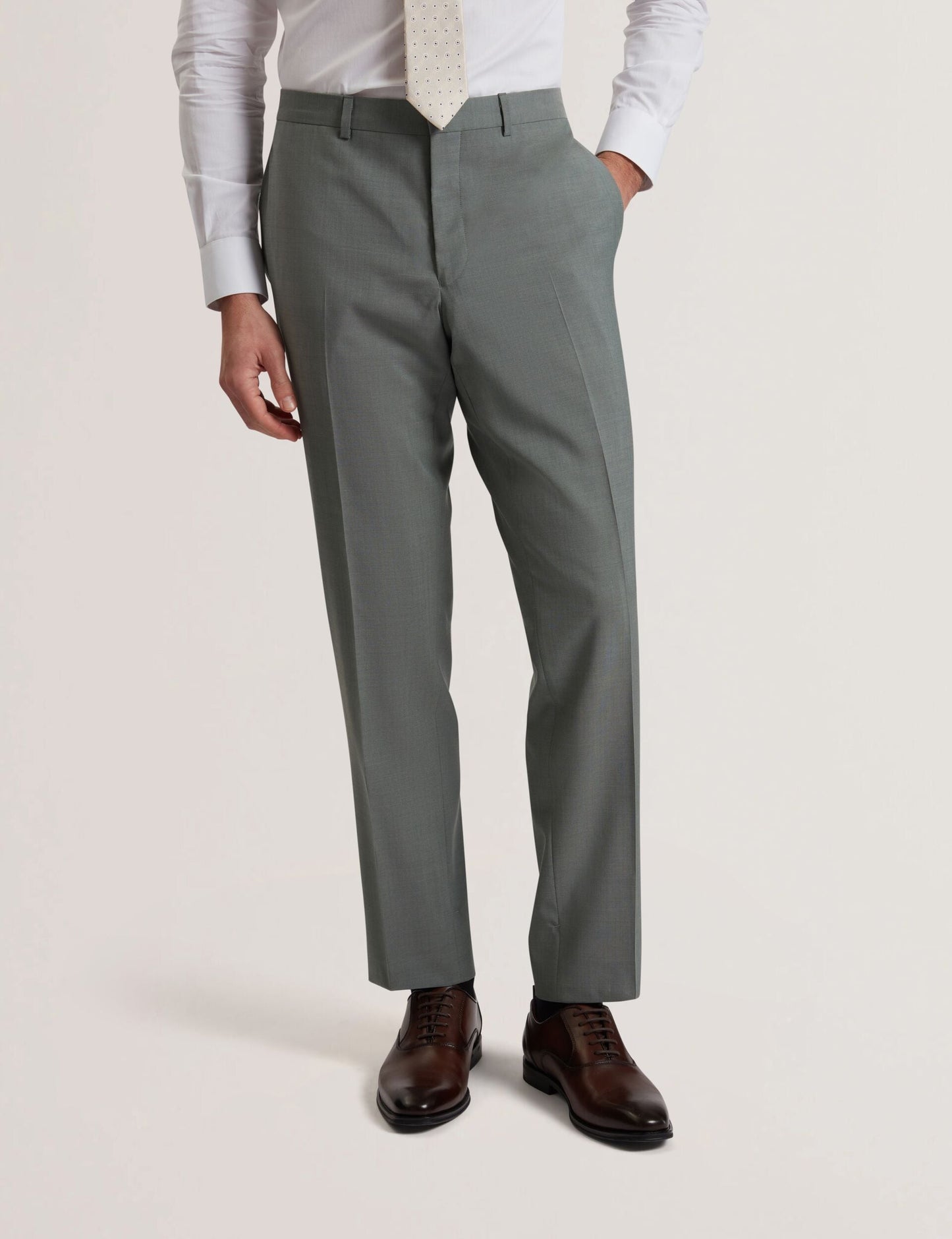 Ted Baker ROGERLYS - Slim Fit Sage Green Wool Suit Pants GREEN