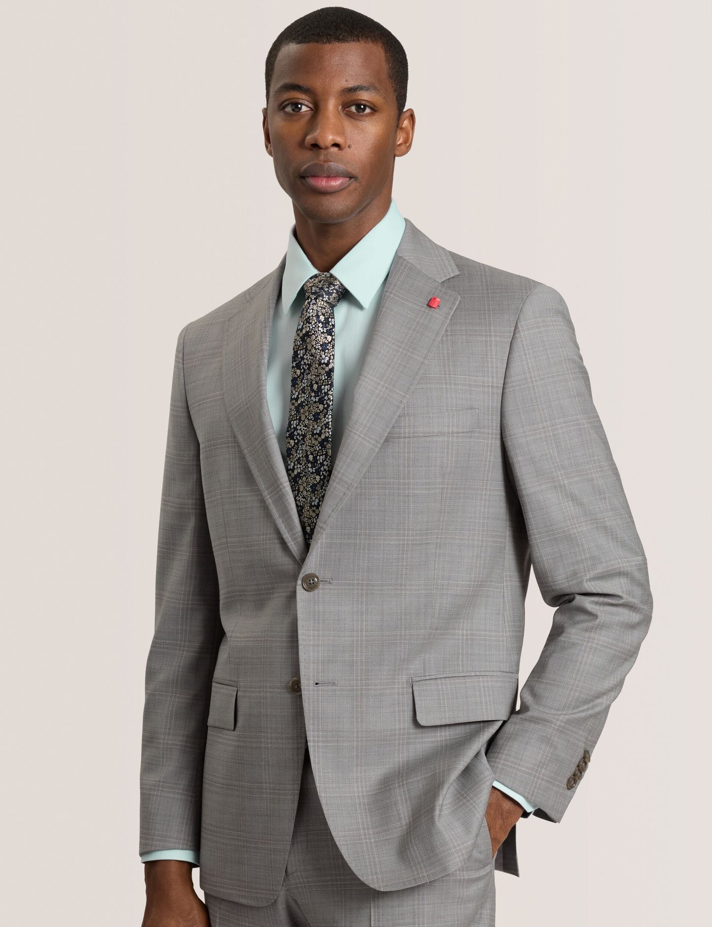 Ted Baker WRIGHT Soft Check Modern Fit Wool Suit Jacket MID GREY