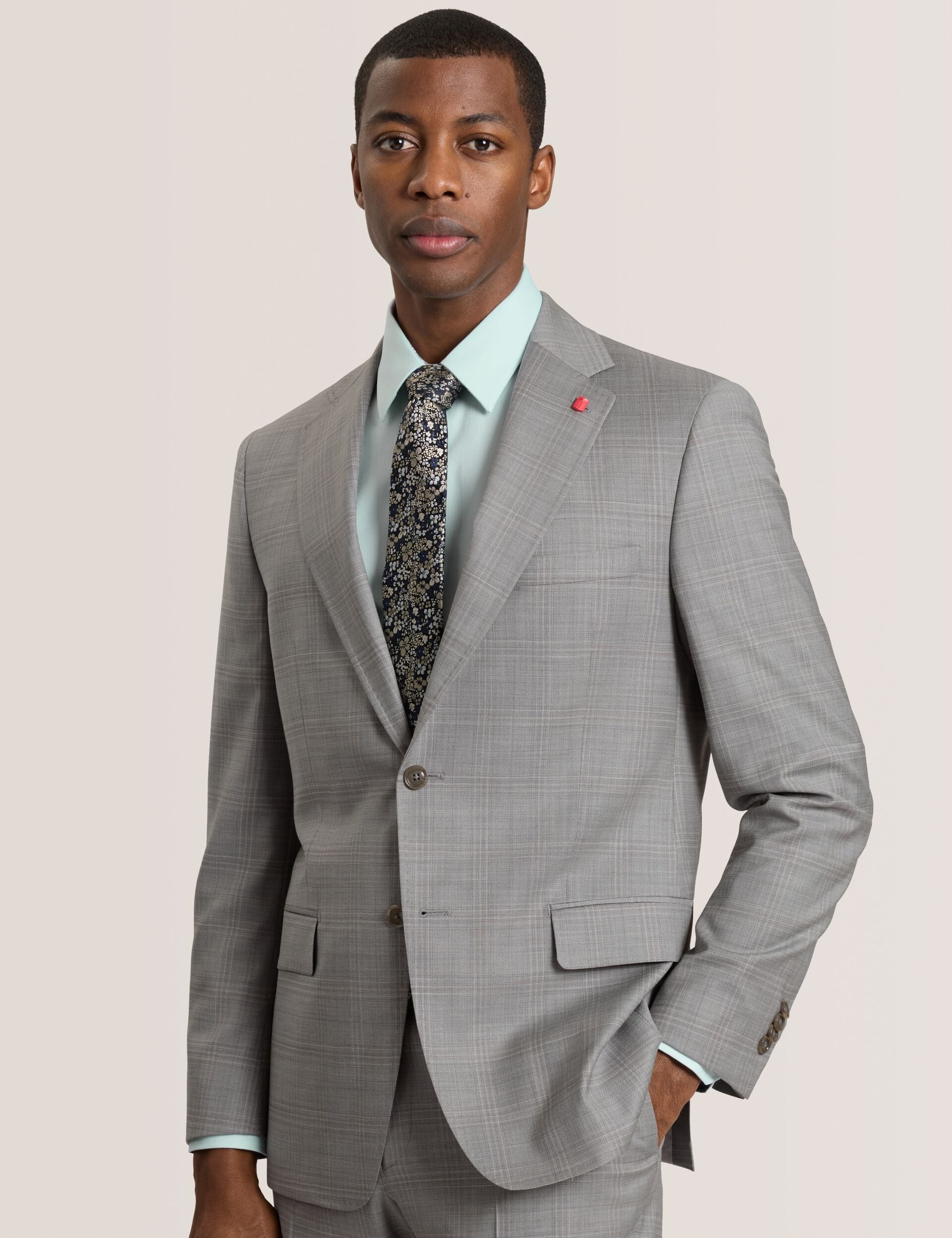 Ted Baker WRIGHT Soft Check Modern Fit Wool Suit Jacket MID GREY