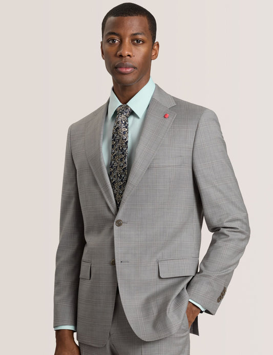 Ted Baker WRIGHT Soft Check Modern Fit Wool Suit Jacket MID GREY