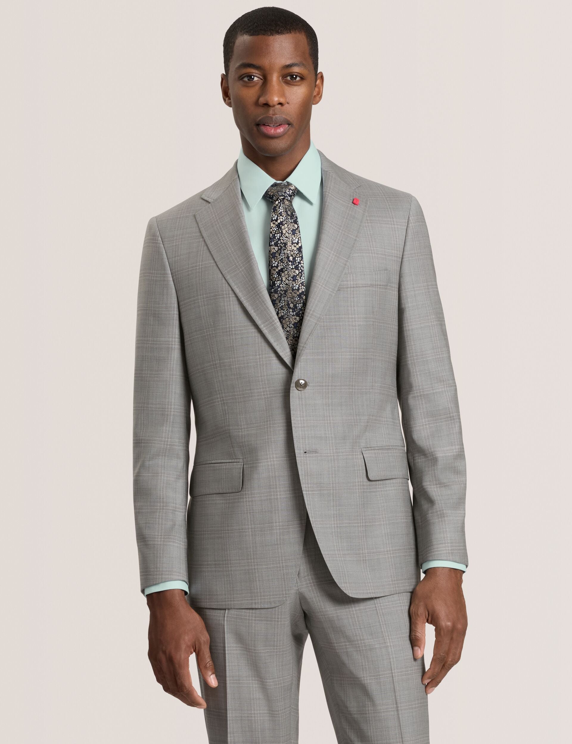 Ted Baker WRIGHT Soft Check Modern Fit Wool Suit Jacket MID GREY