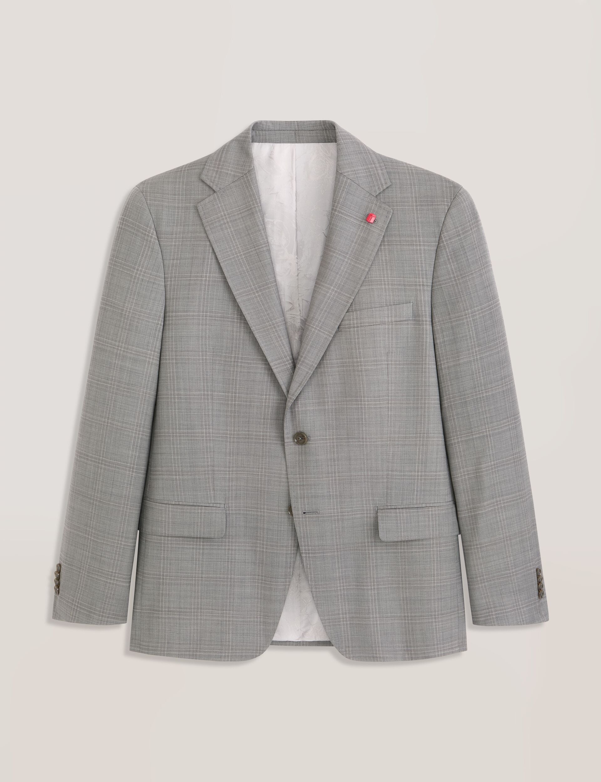 Ted Baker WRIGHT Soft Check Modern Fit Wool Suit Jacket MID GREY