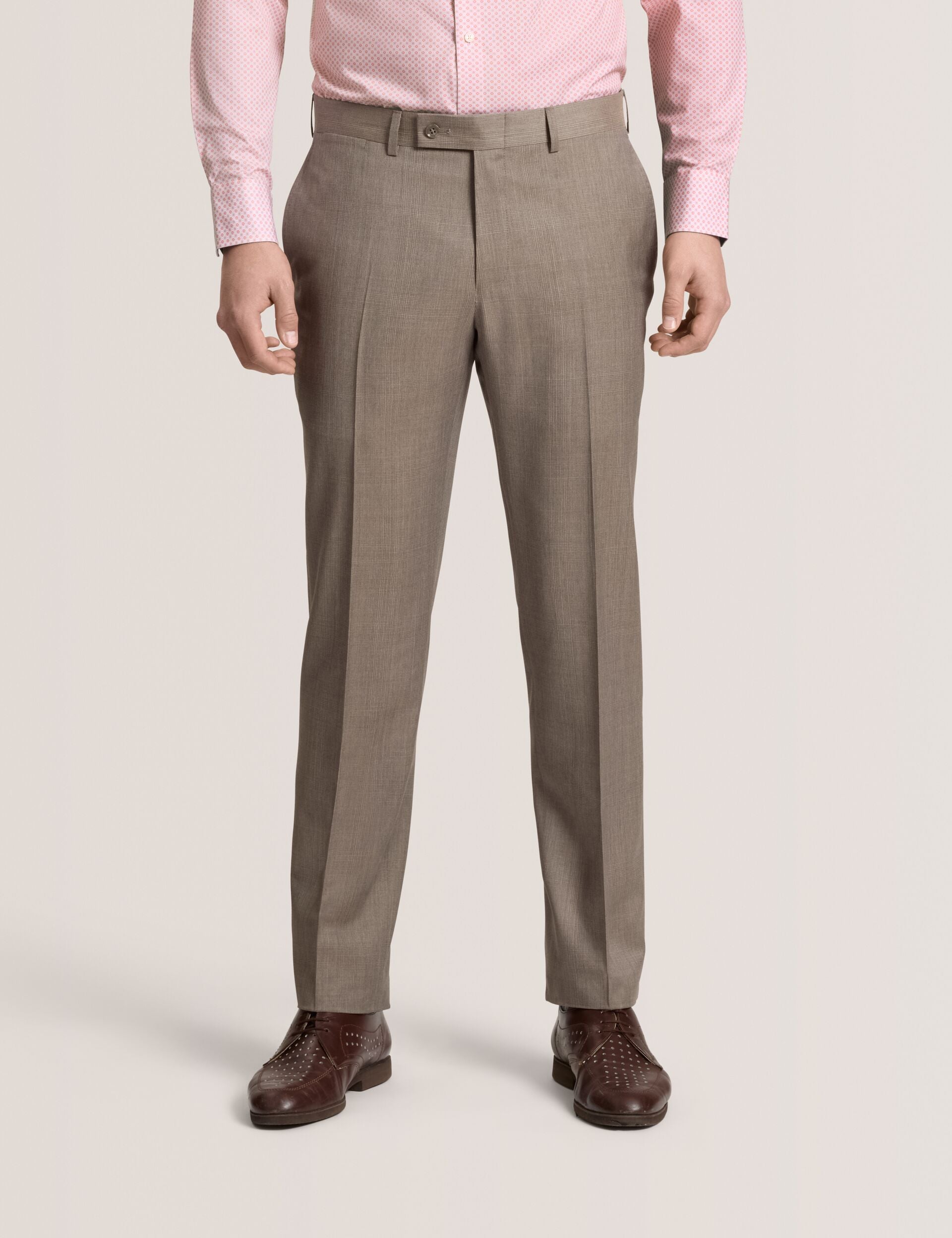 Ted Baker WINTER Subtle Check Modern Fit Wool Suit Pants LIGHT BROWN