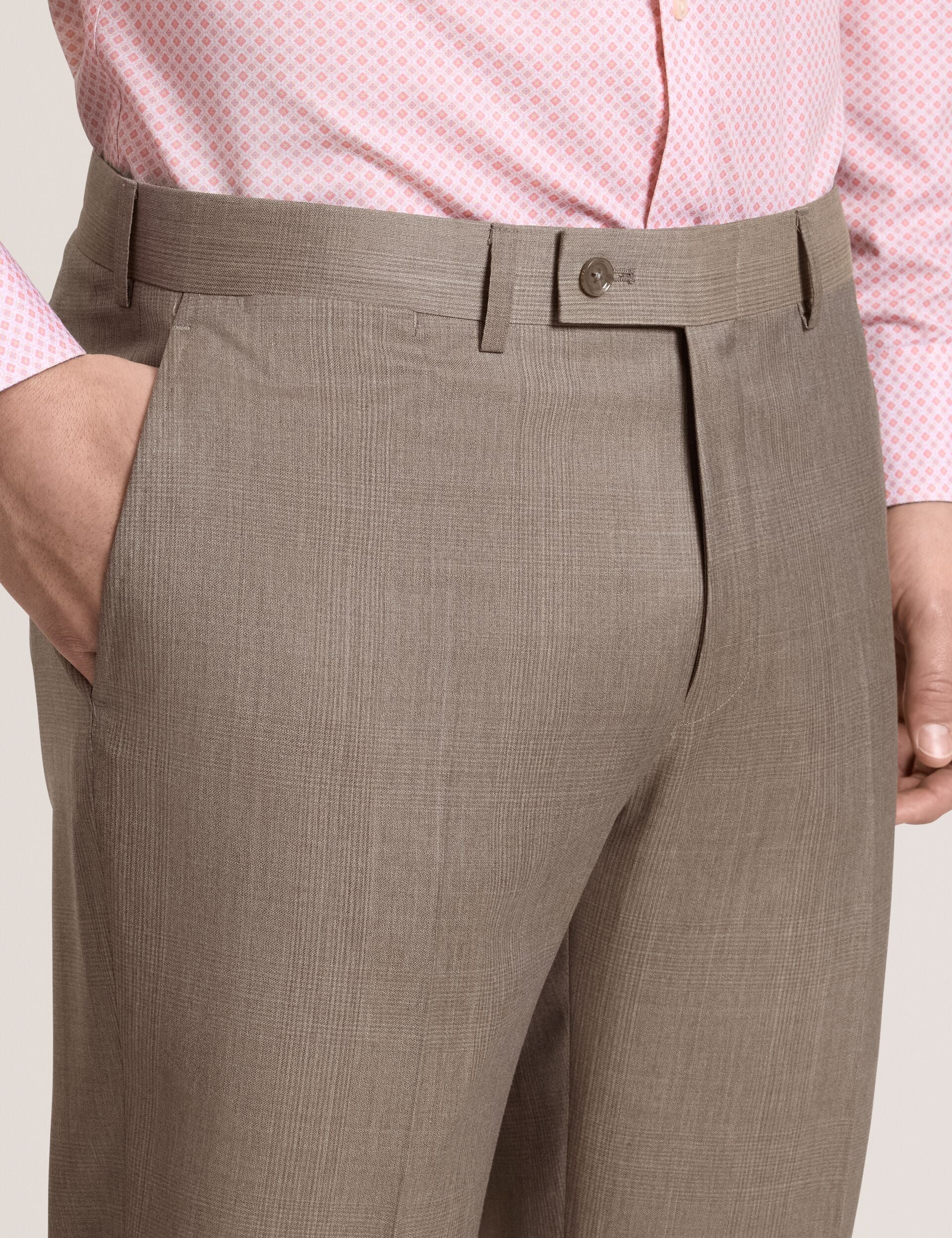 Ted Baker WINTER Subtle Check Modern Fit Wool Suit Pants LIGHT BROWN