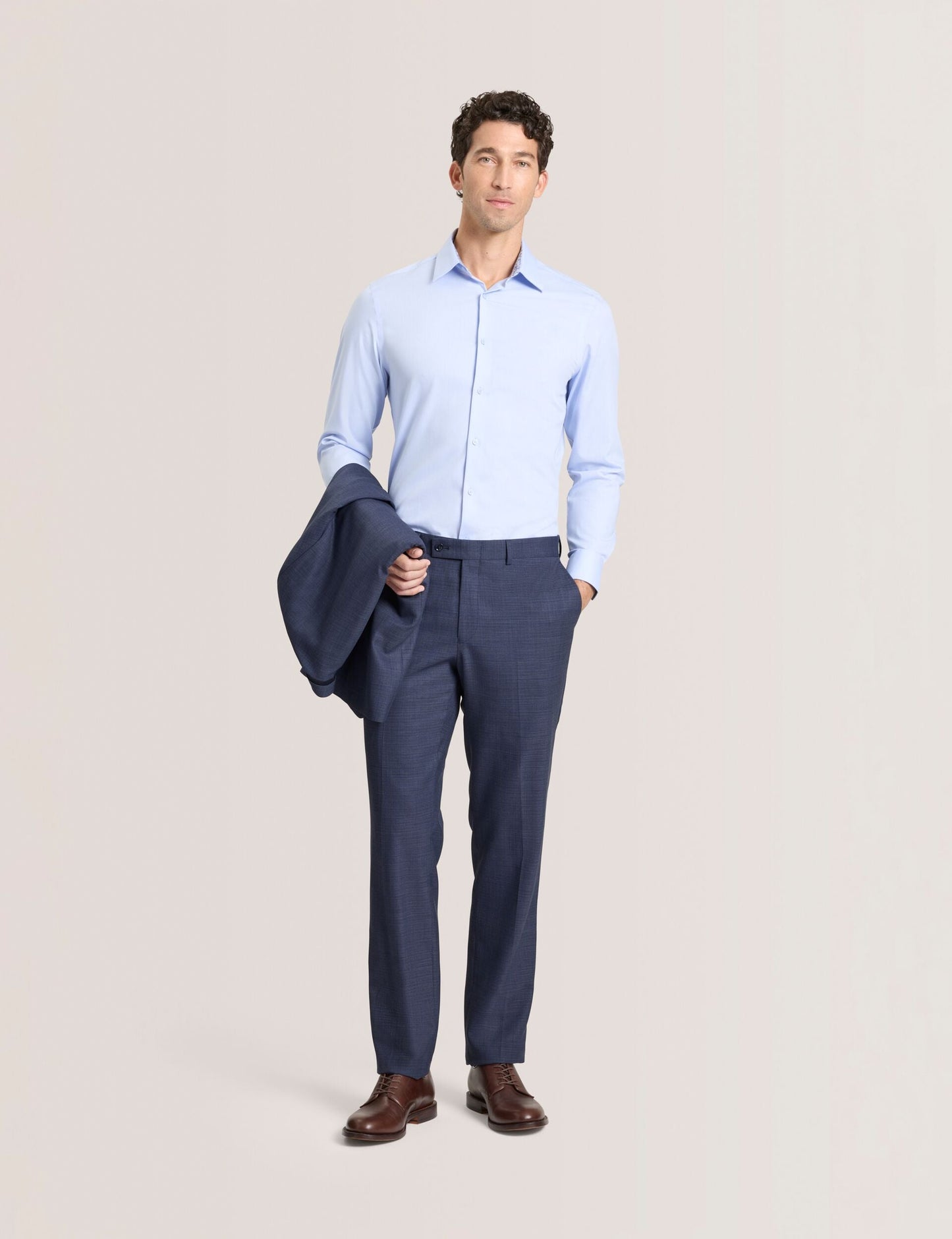 Ted Baker WINTER Textured Modern Fit Wool Suit Pants DARK BLUE
