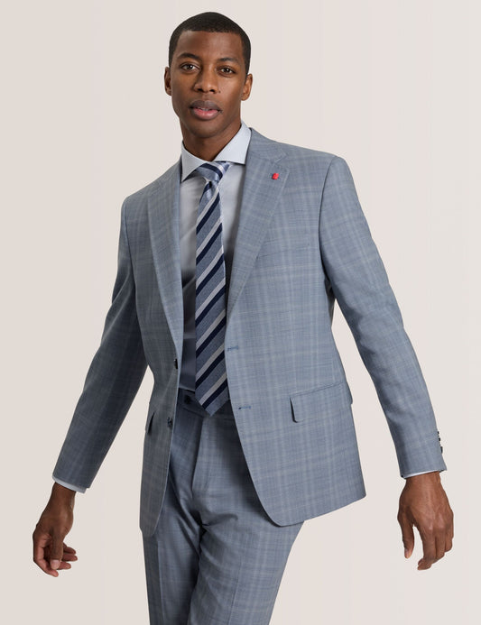 Ted Baker WRIGHT Soft Check Modern Fit Wool Suit Jacket MID BLUE