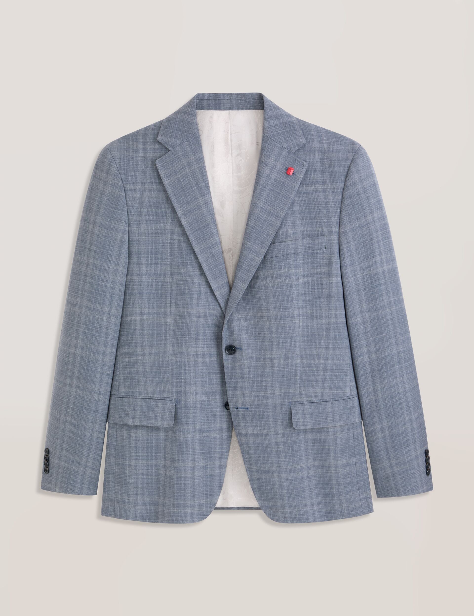 Ted Baker WRIGHT Soft Check Modern Fit Wool Suit Jacket MID BLUE