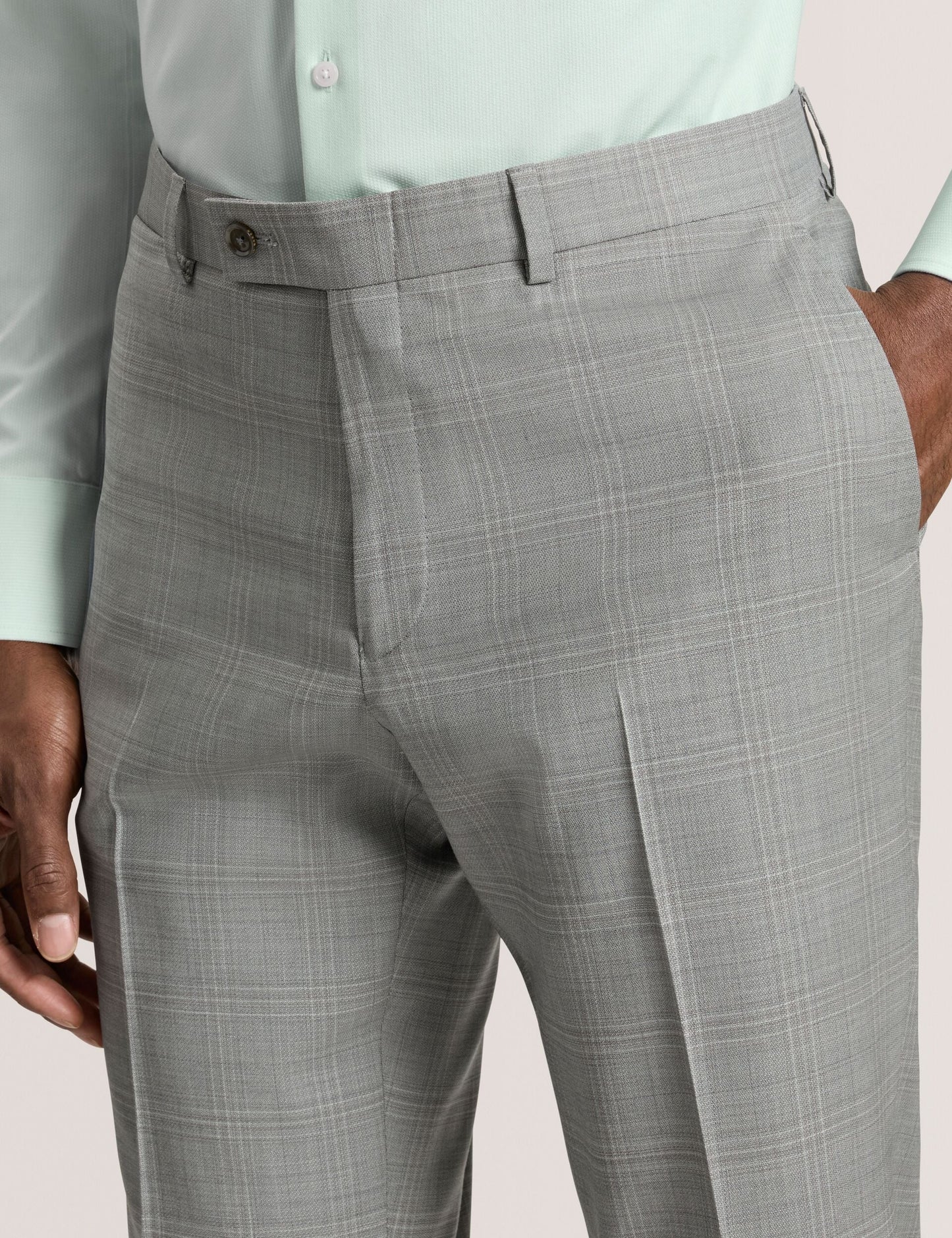 Ted Baker WINTER Soft Check Wool Modern Fit Suit Pants MID GREY