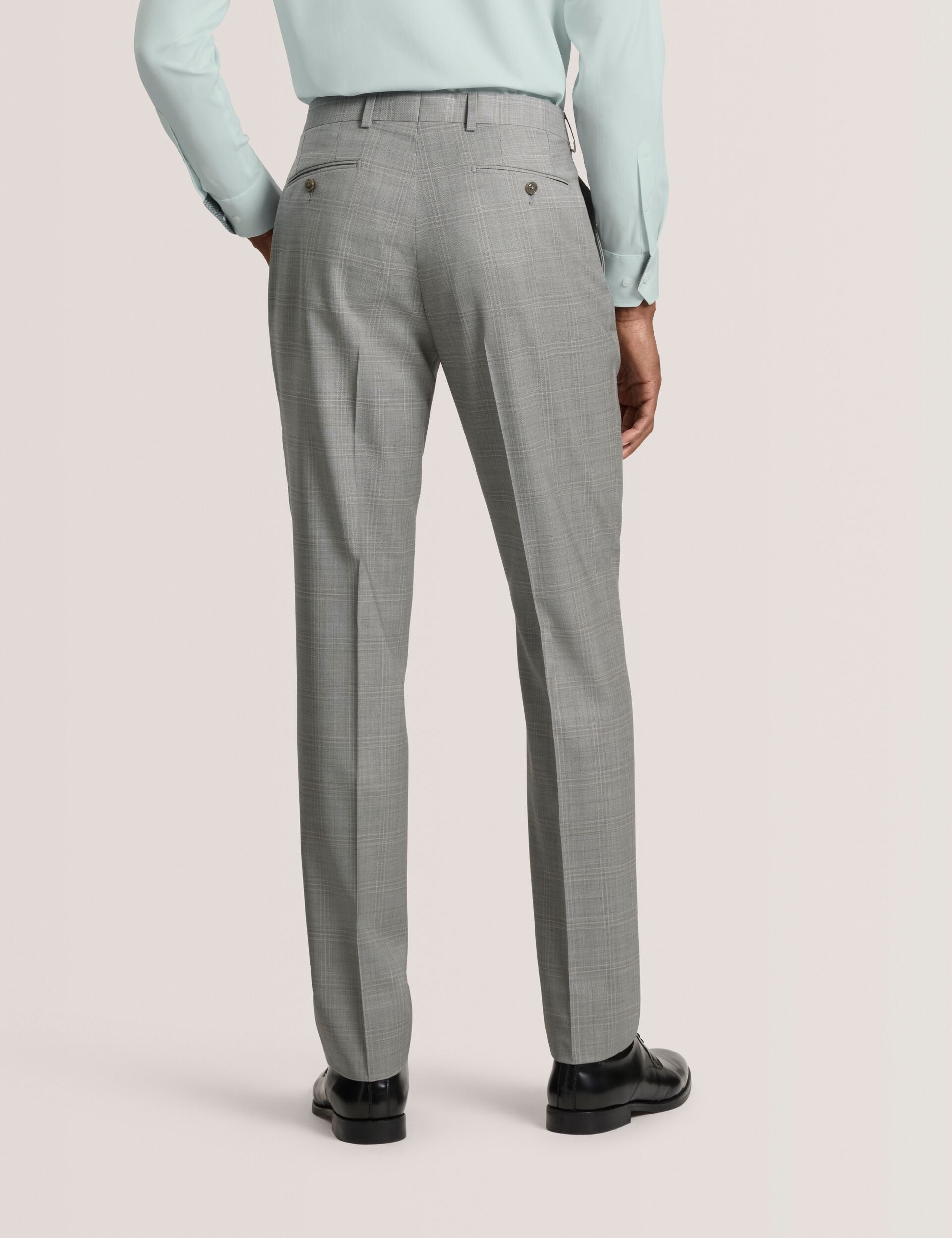 Ted Baker WINTER Soft Check Wool Modern Fit Suit Pants MID GREY