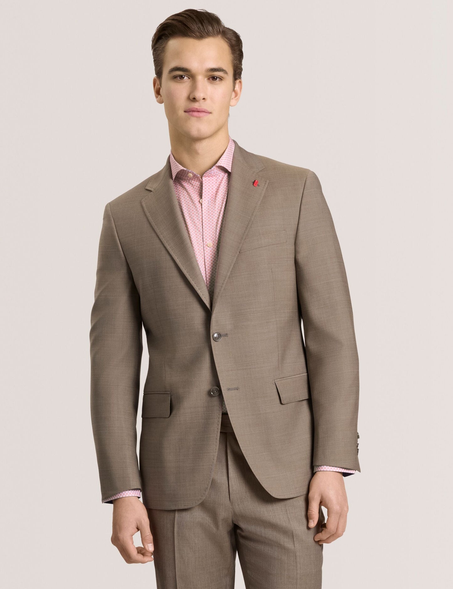 Ted Baker WRIGHT Subtle Check Modern Fit Wool Suit Jacket LIGHT BROWN