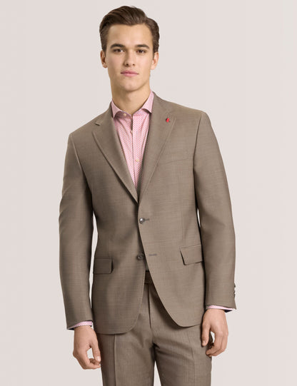 Ted Baker WRIGHT Subtle Check Modern Fit Wool Suit Jacket LIGHT BROWN