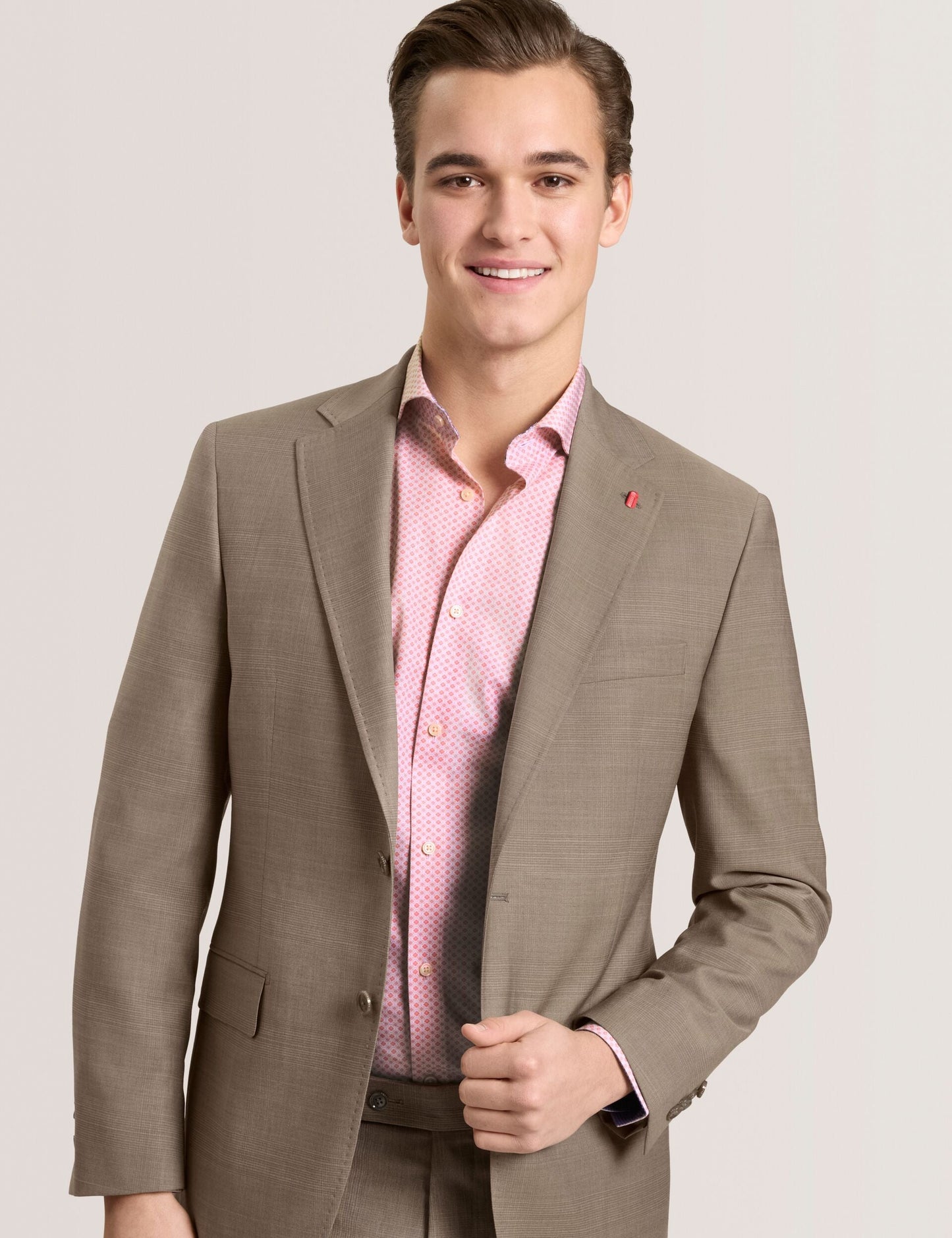 Ted Baker WRIGHT Subtle Check Modern Fit Wool Suit Jacket LIGHT BROWN