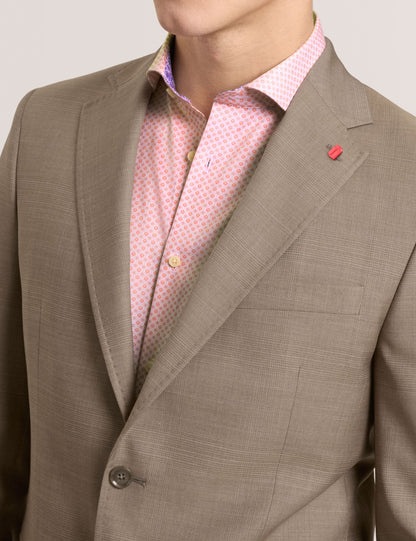 Ted Baker WRIGHT Subtle Check Modern Fit Wool Suit Jacket LIGHT BROWN