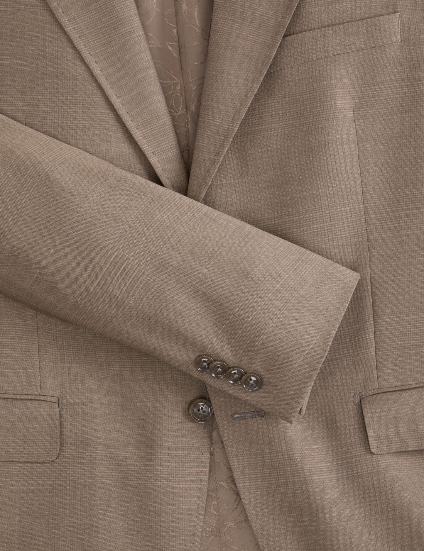 Ted Baker WRIGHT Subtle Check Modern Fit Wool Suit Jacket LIGHT BROWN
