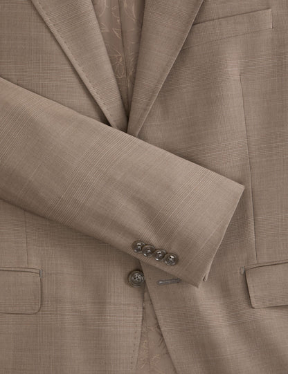 Ted Baker WRIGHT Subtle Check Modern Fit Wool Suit Jacket LIGHT BROWN