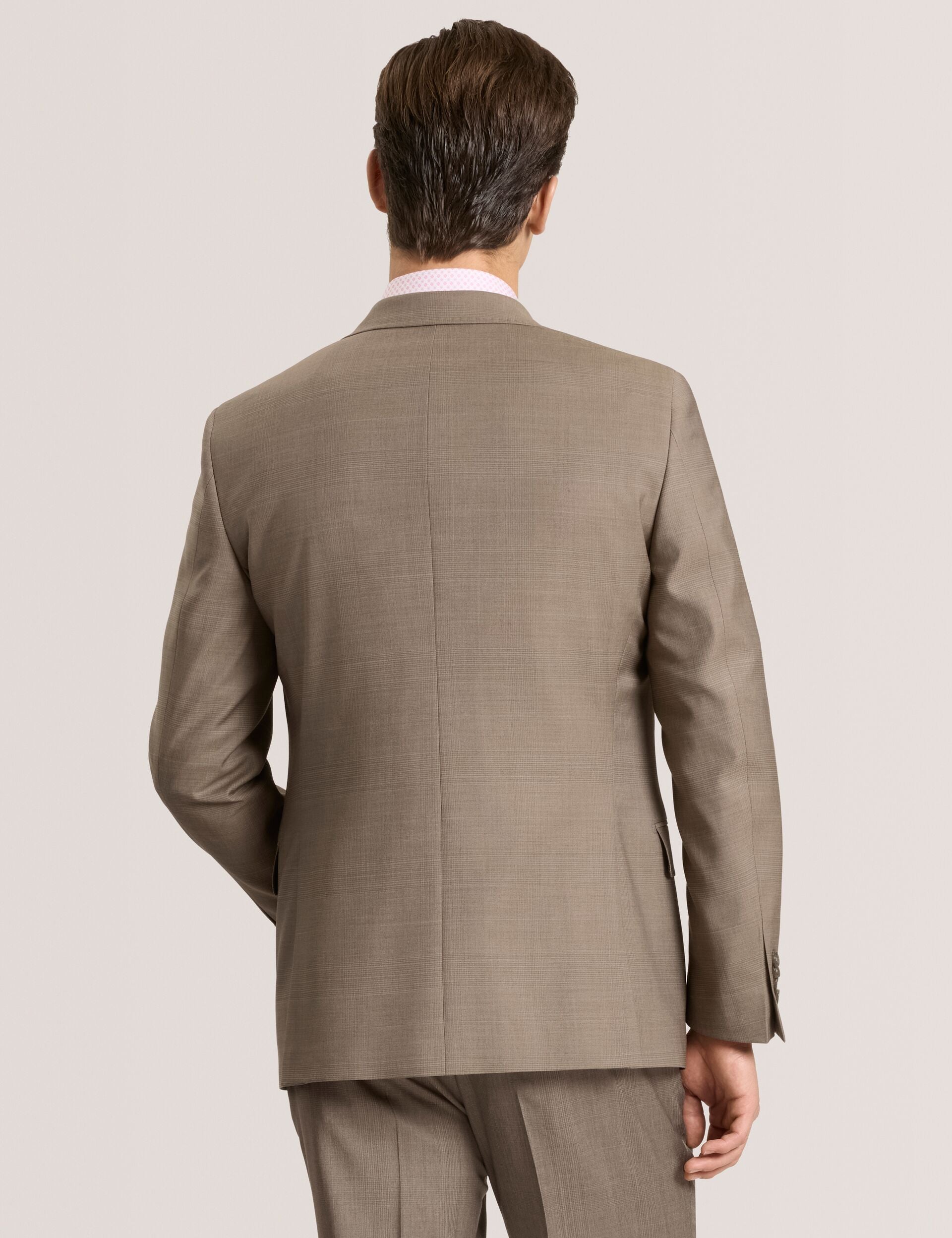 Ted Baker WRIGHT Subtle Check Modern Fit Wool Suit Jacket LIGHT BROWN