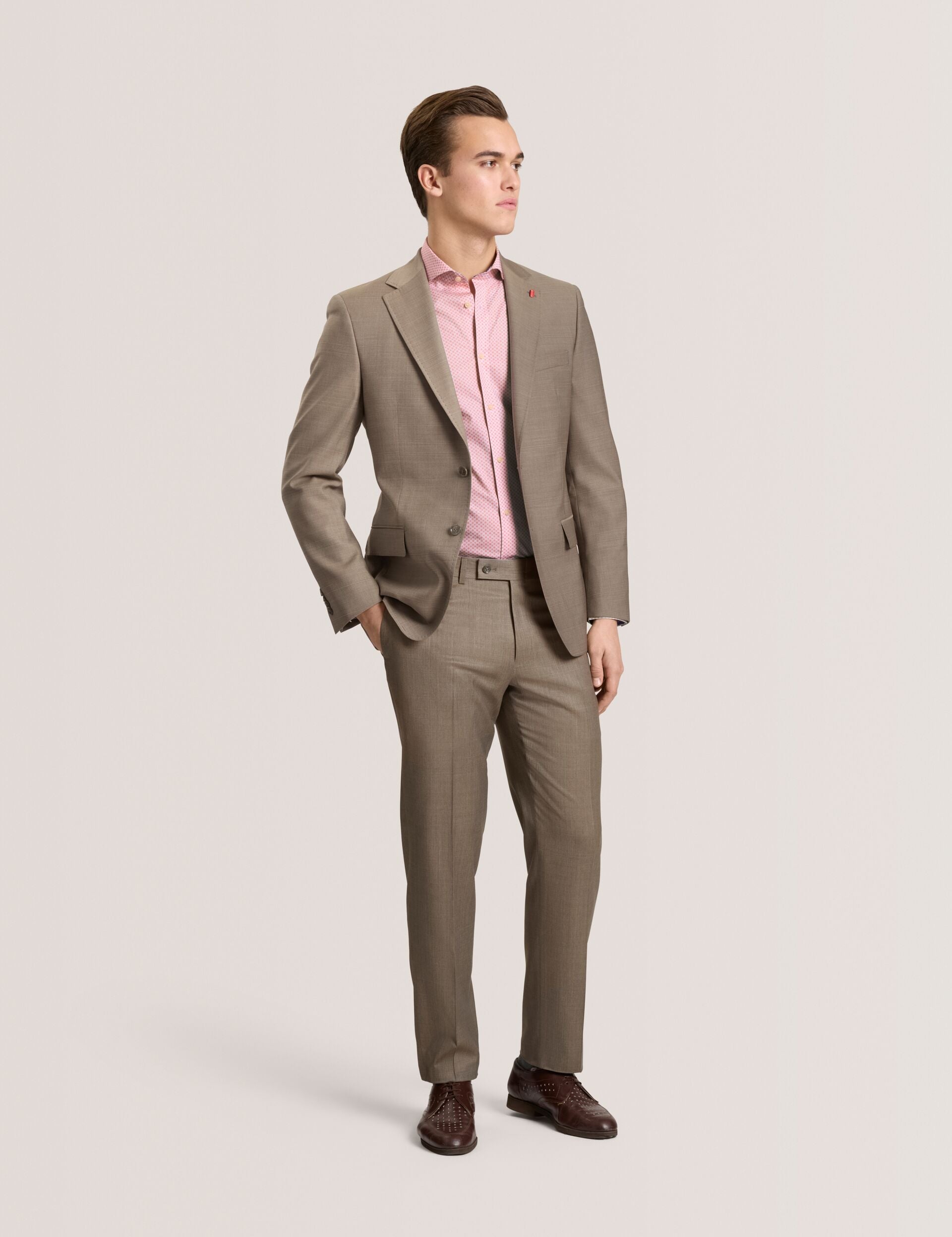 Ted Baker WRIGHT Subtle Check Modern Fit Wool Suit Jacket LIGHT BROWN