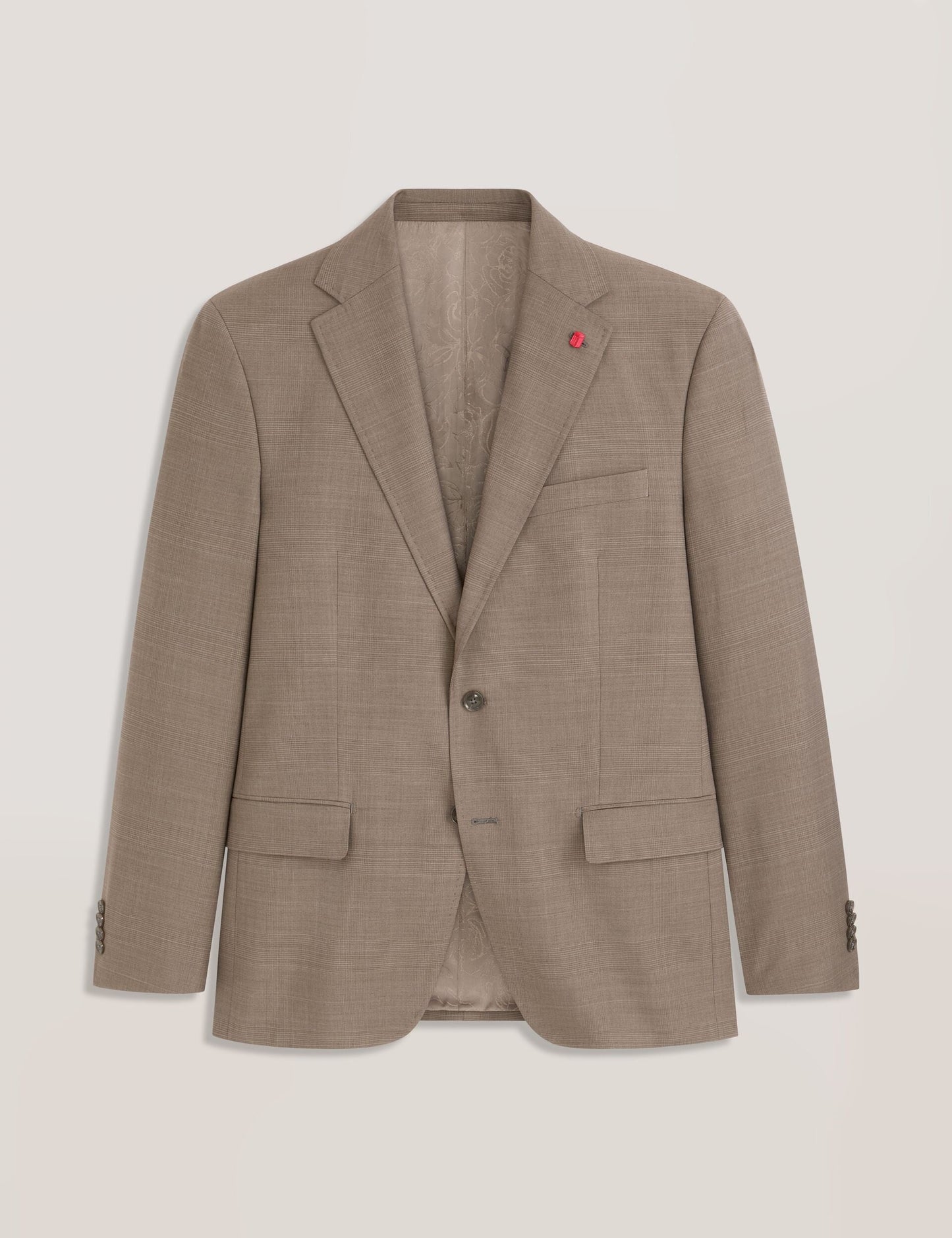 Ted Baker WRIGHT Subtle Check Modern Fit Wool Suit Jacket LIGHT BROWN