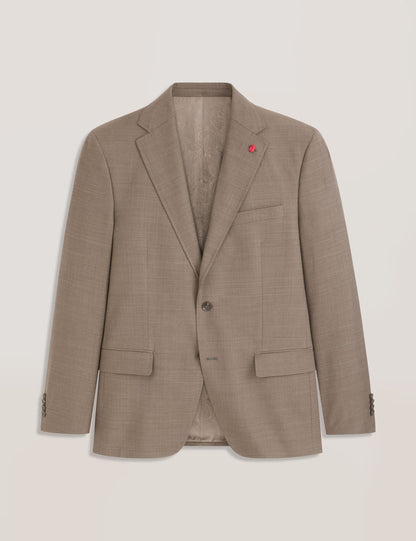 Ted Baker WRIGHT Subtle Check Modern Fit Wool Suit Jacket LIGHT BROWN