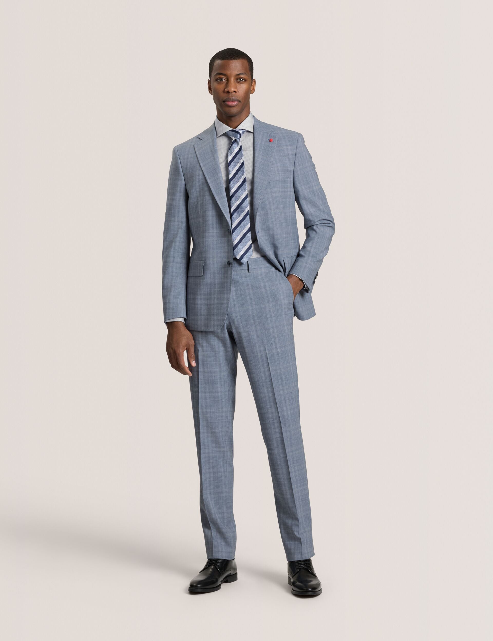 Ted Baker WINTER Soft Check Wool Modern Fit Suit Pants MID BLUE