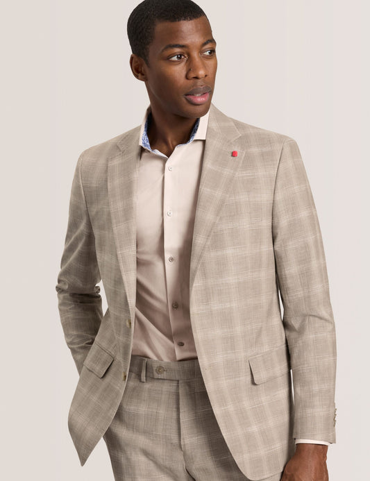 Ted Baker WRIGHT Tonal Check Modern Fit Suit Jacket TAUPE