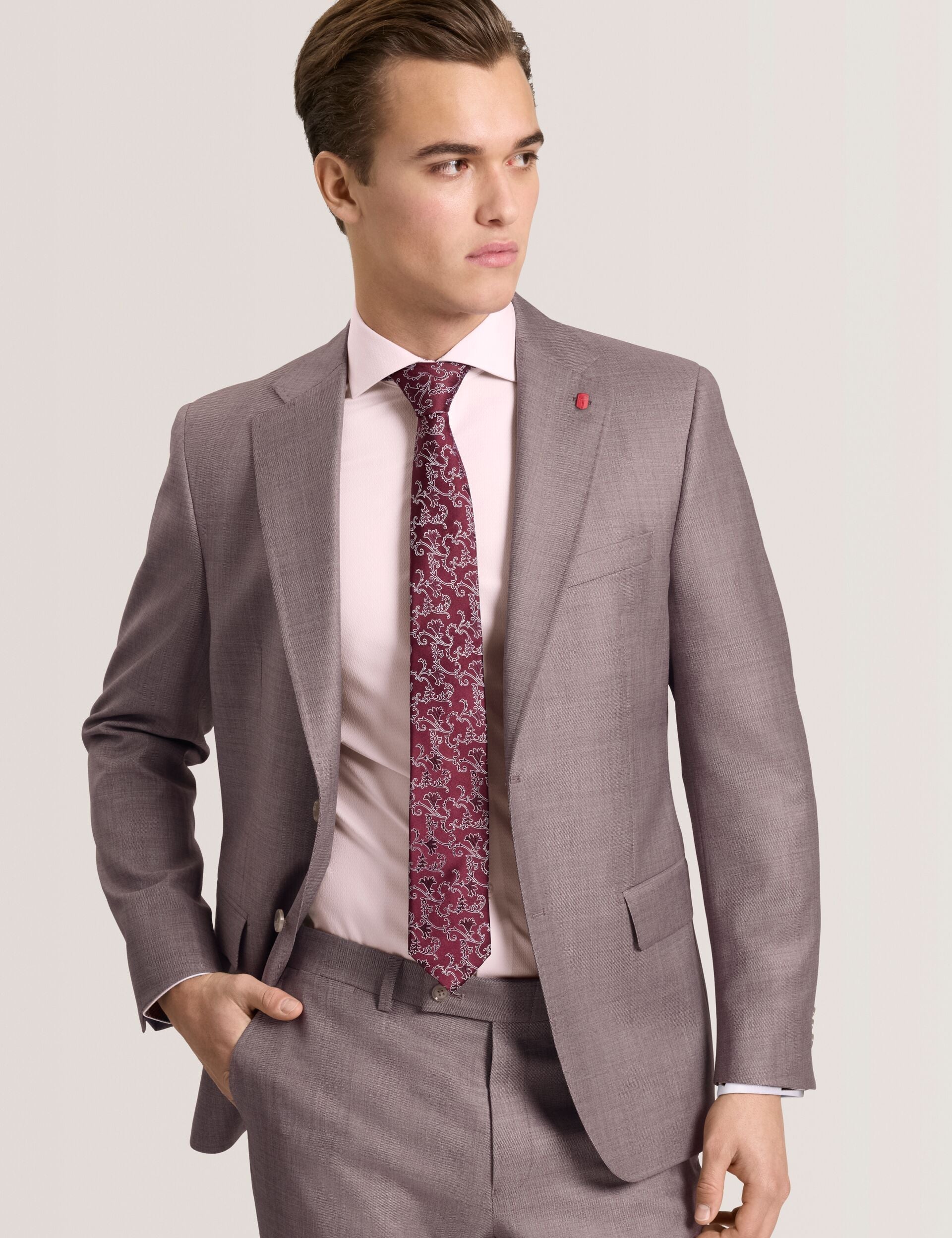 Ted Baker WRIGHT Sharkskin Wool Modern Fit Suit Jacket MAUVE