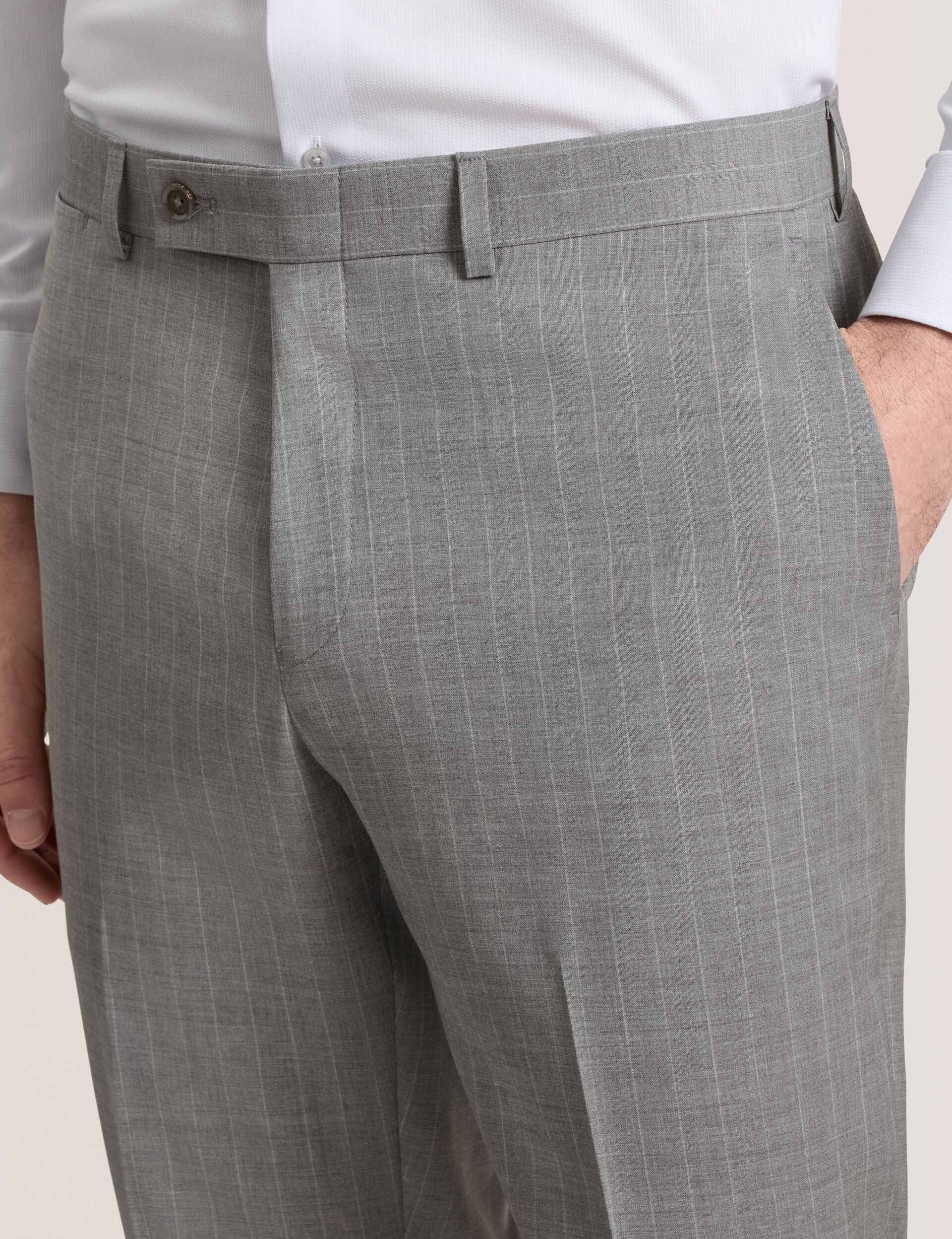 Ted Baker WINTER-STRIPE Striped Wool Modern Fit Suit Pants MID GREY