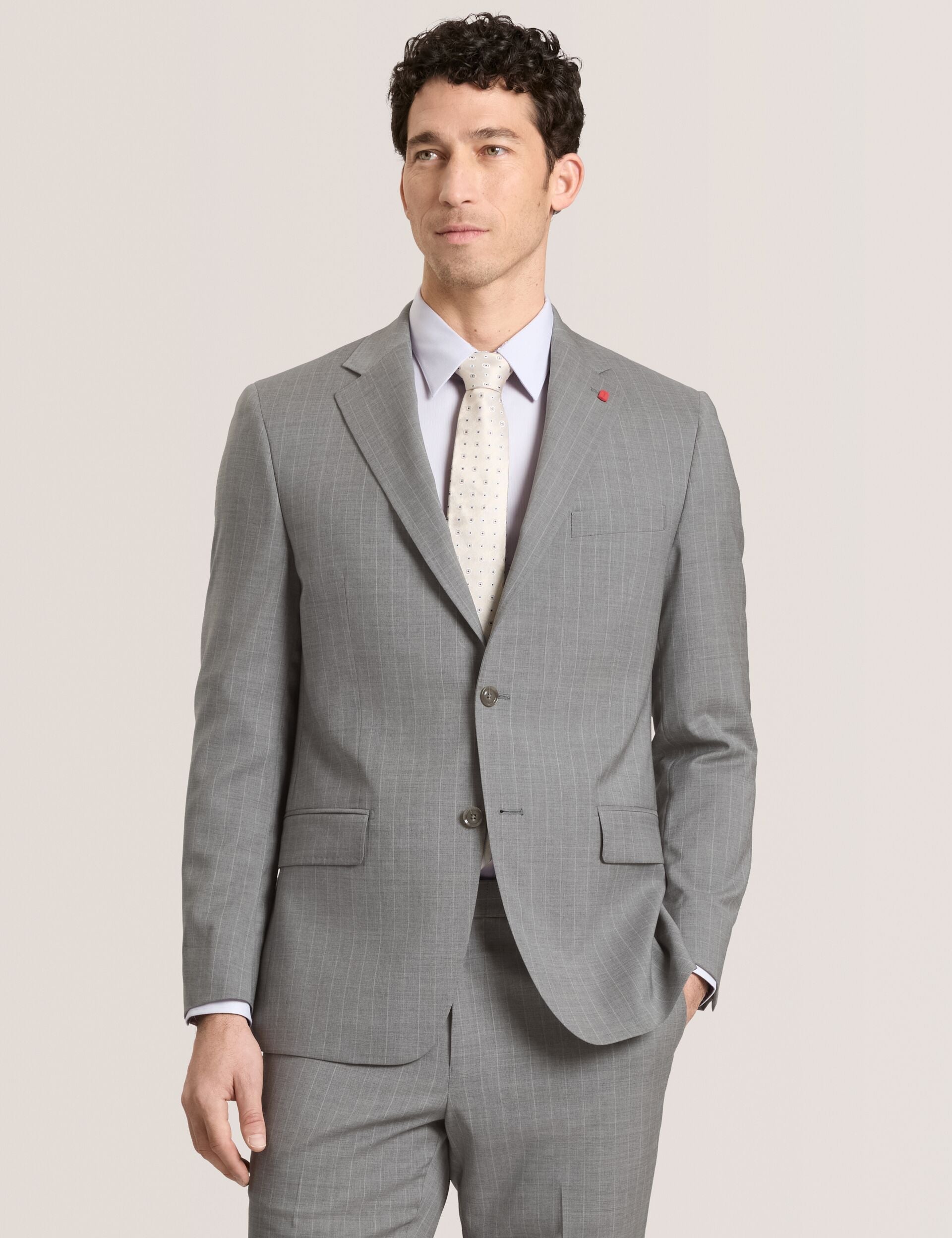 Ted Baker WRIGHT-STRIPE Striped Wool Modern Fit Suit Jacket MID GREY