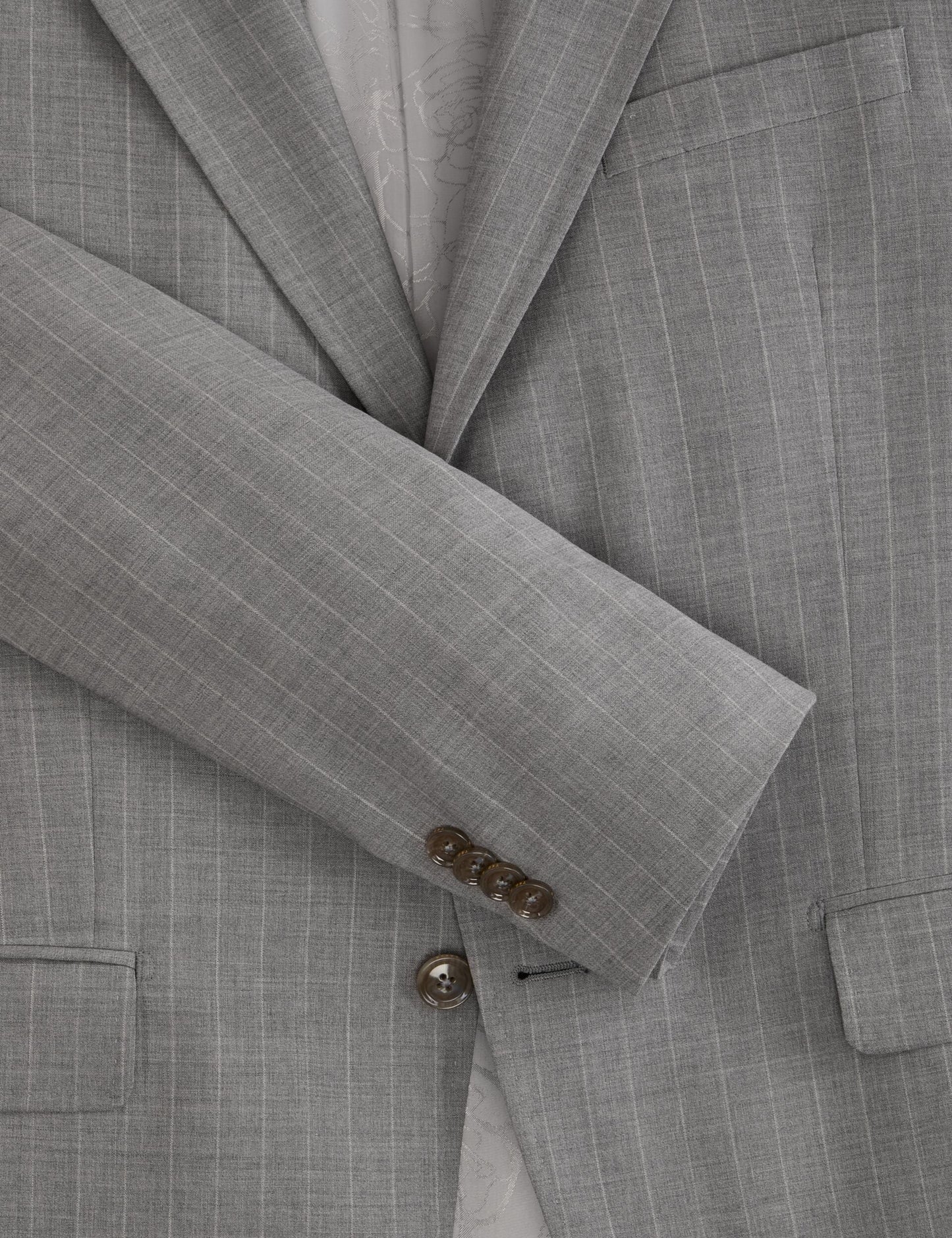 Ted Baker WRIGHT-STRIPE Striped Wool Modern Fit Suit Jacket MID GREY
