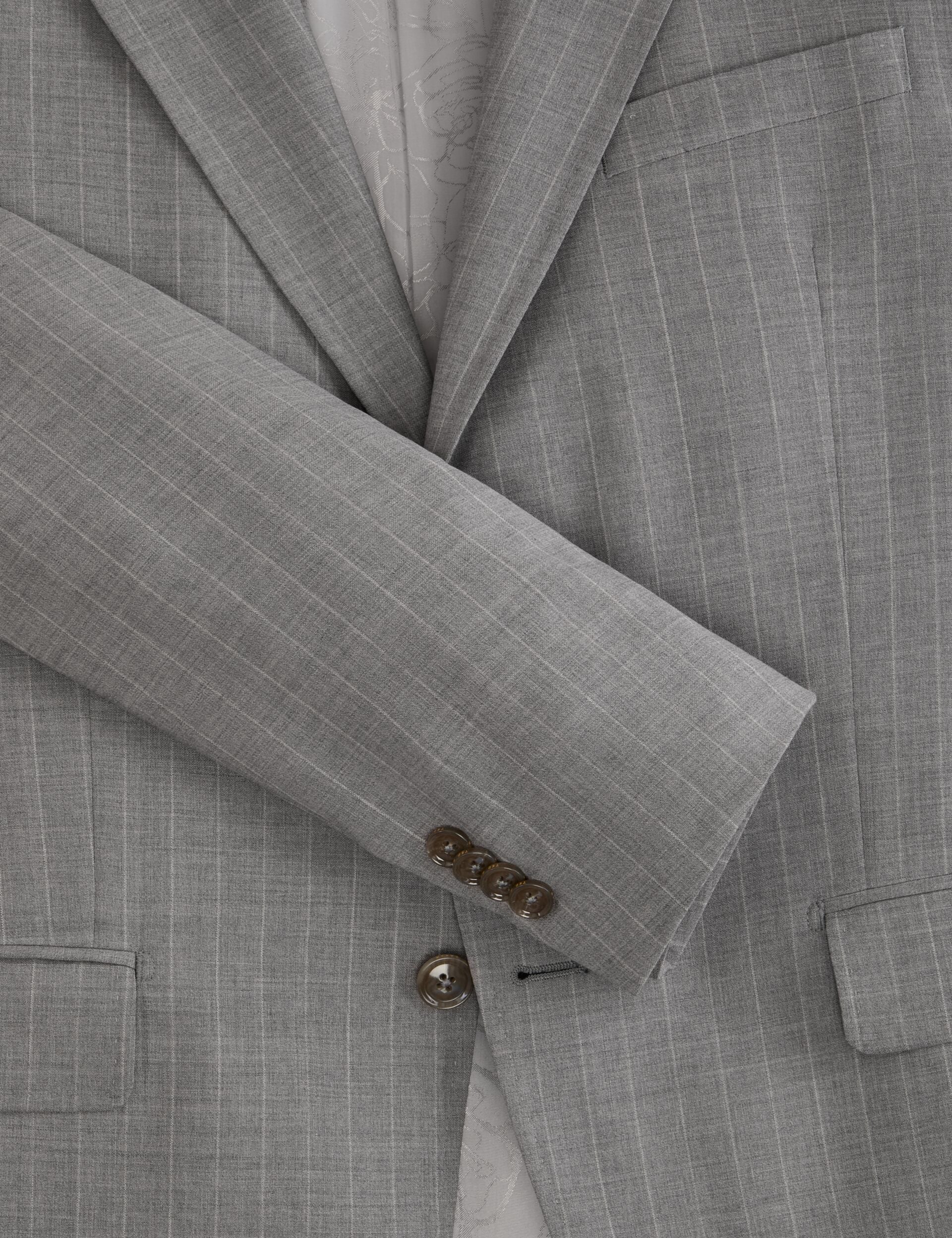 Ted Baker WRIGHT-STRIPE Striped Wool Modern Fit Suit Jacket MID GREY