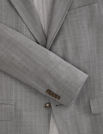 Ted Baker WRIGHT-STRIPE Striped Wool Modern Fit Suit Jacket MID GREY