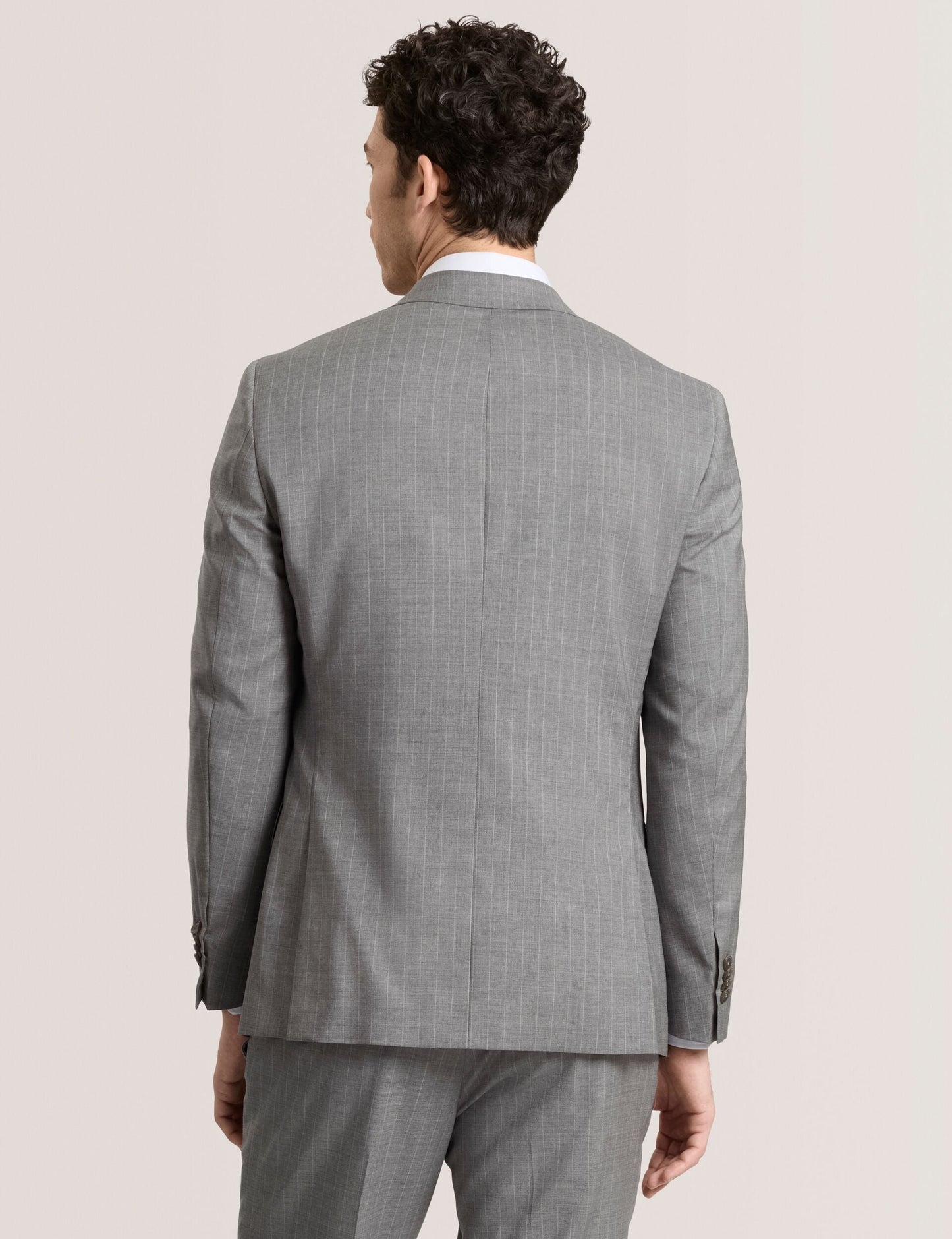 Ted Baker WRIGHT-STRIPE Striped Wool Modern Fit Suit Jacket MID GREY