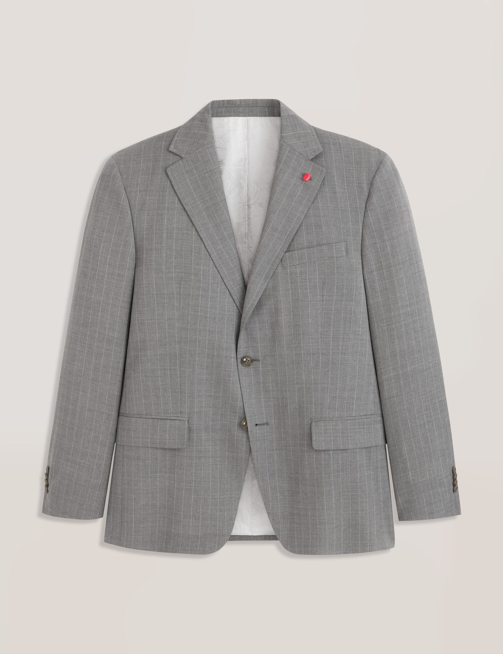 Ted Baker WRIGHT-STRIPE Striped Wool Modern Fit Suit Jacket MID GREY