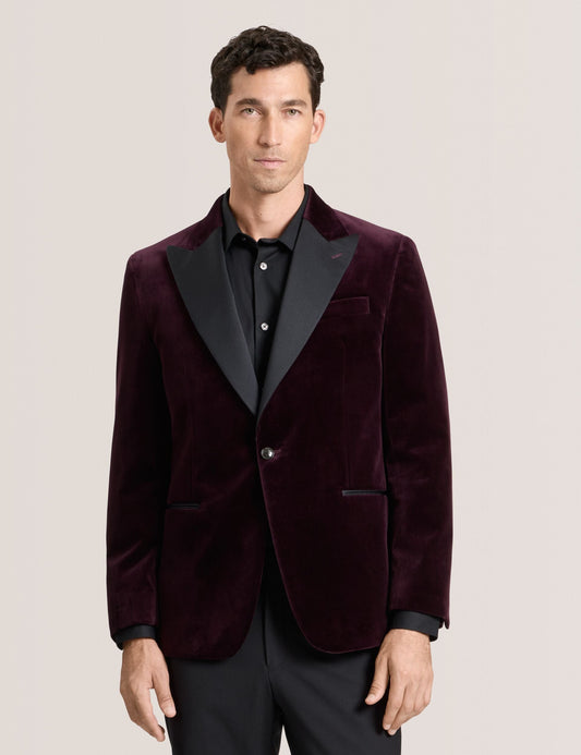Ted Baker WEBSTER Velvet Single Breasted Tuxedo Jacket BURGUNDY