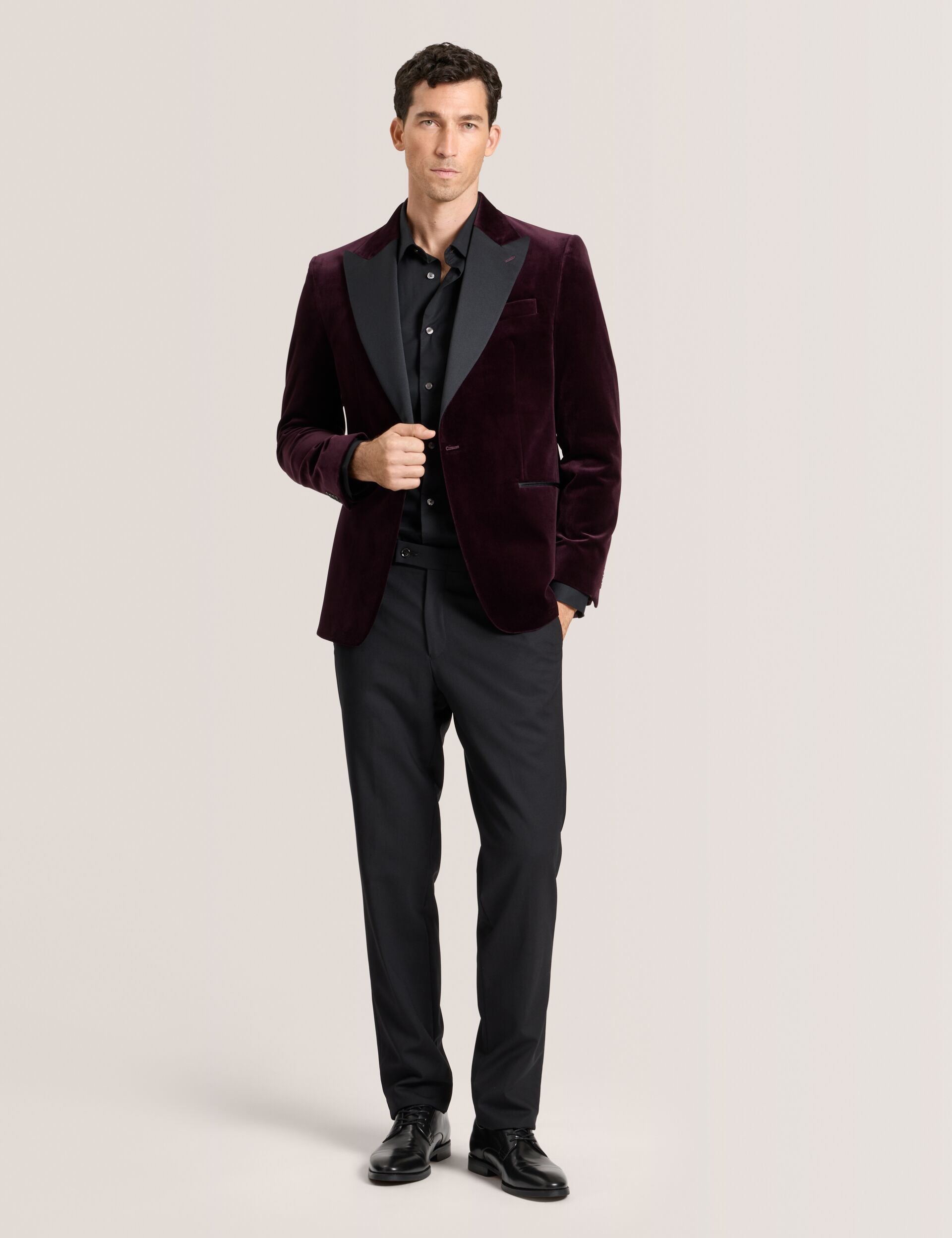 Ted Baker WEBSTER Velvet Single Breasted Tuxedo Jacket BURGUNDY