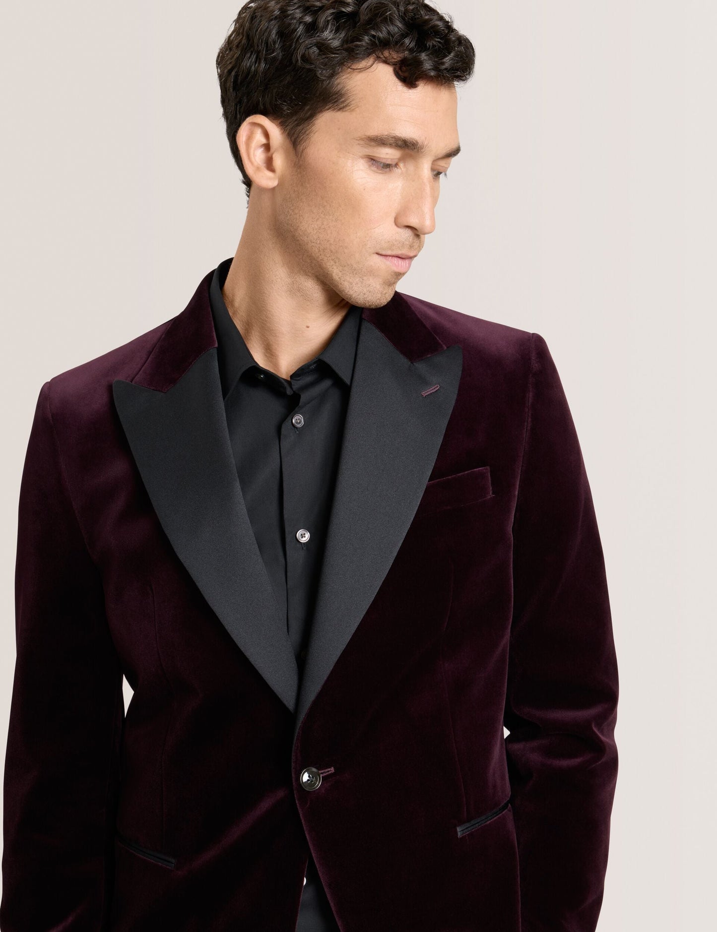 Ted Baker WEBSTER Velvet Single Breasted Tuxedo Jacket BURGUNDY