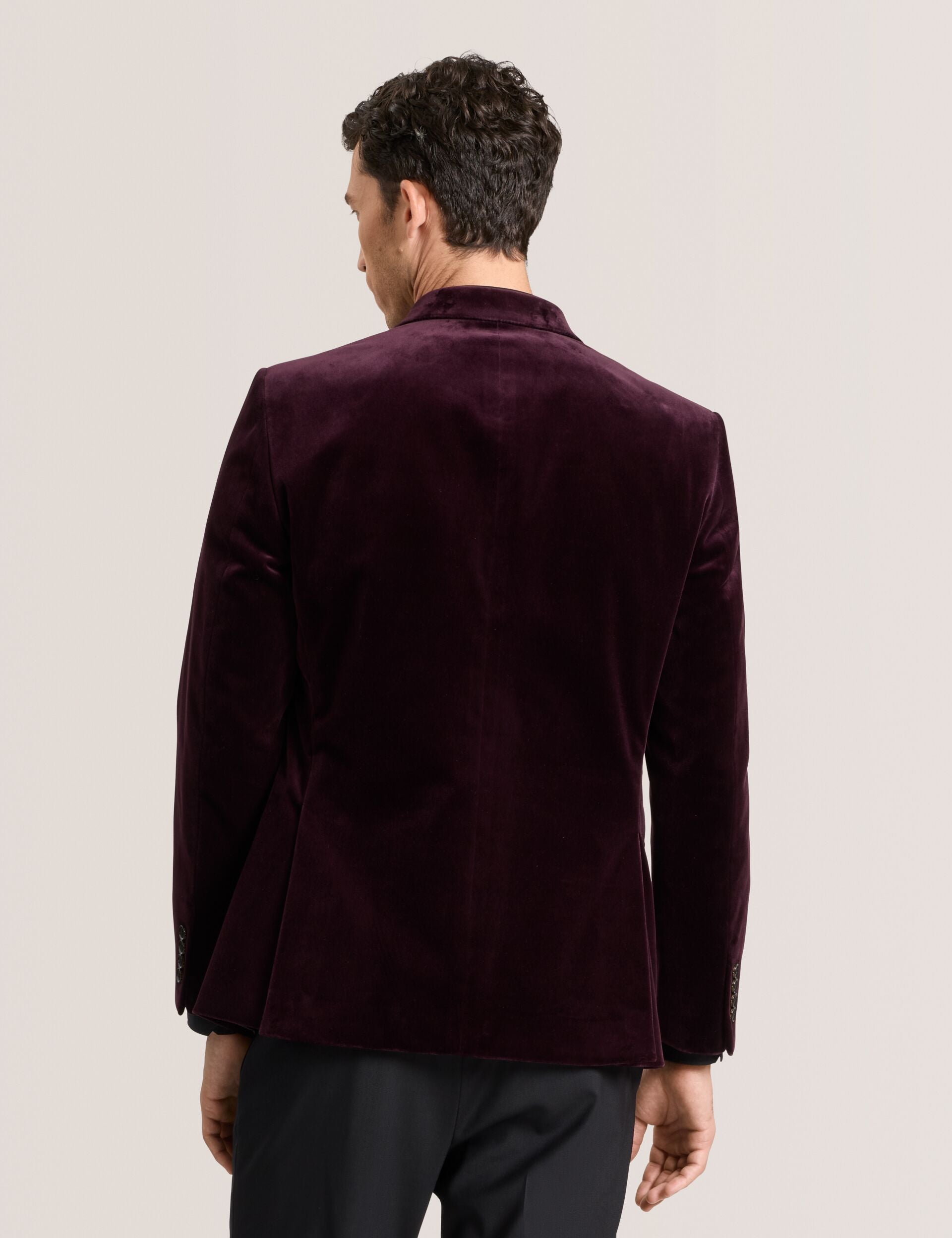 Ted Baker WEBSTER Velvet Single Breasted Tuxedo Jacket BURGUNDY
