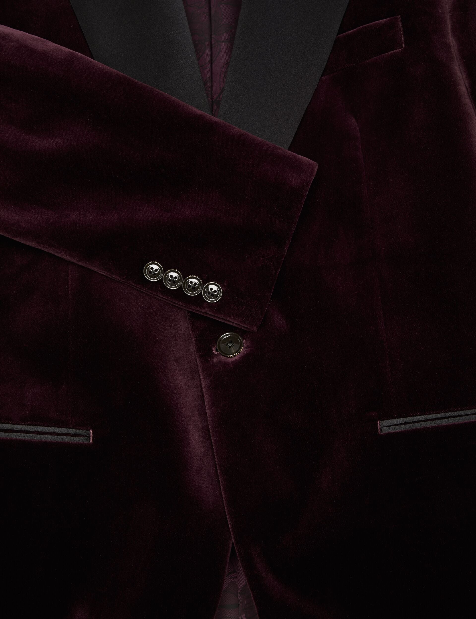 Ted Baker WEBSTER Velvet Single Breasted Tuxedo Jacket BURGUNDY