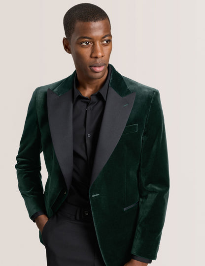 Ted Baker WEBSTER Velvet Single Breasted Tuxedo Jacket DARK GREEN