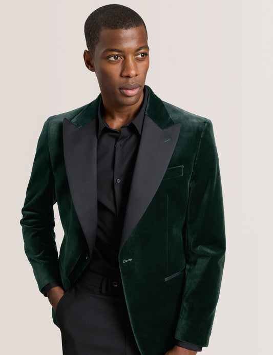 Ted Baker WEBSTER Velvet Single Breasted Tuxedo Jacket DARK GREEN